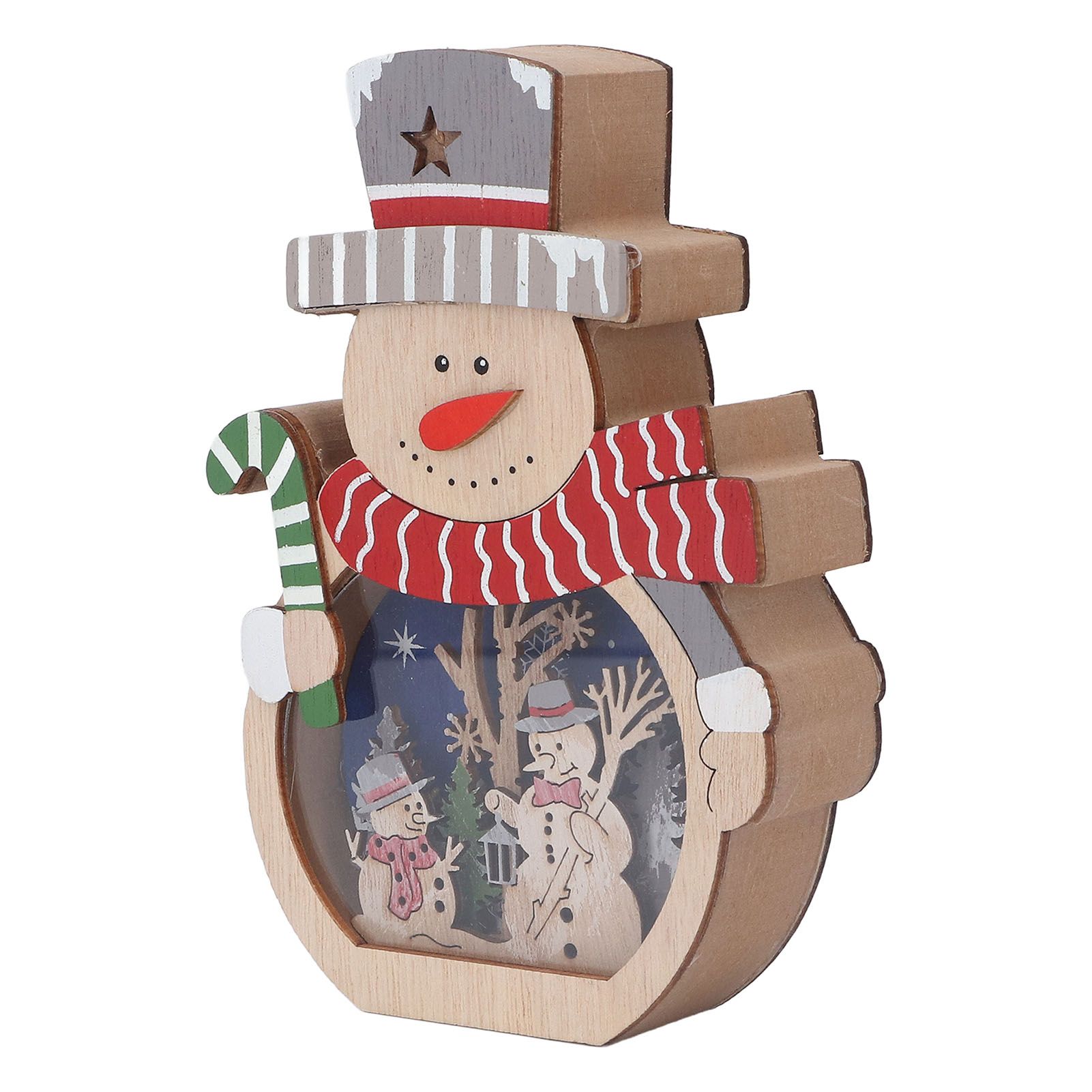 Luminous Christmas Ornament LED Light Emitting Wooden Christmas Decorations Ornaments Gifts for Hotel Window Display Snowman - Image 2
