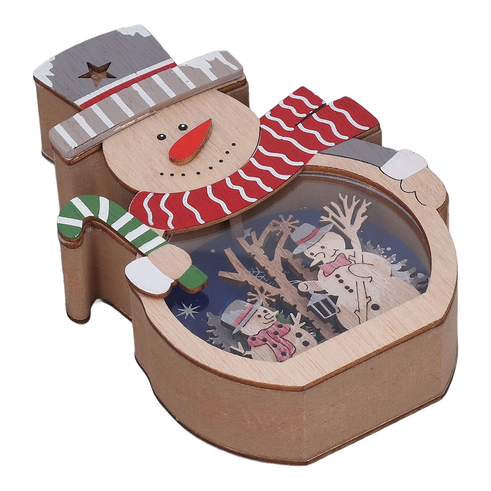 Luminous Christmas Ornament LED Light Emitting Wooden Christmas Decorations Ornaments Gifts for Hotel Window Display Snowman - Image 3