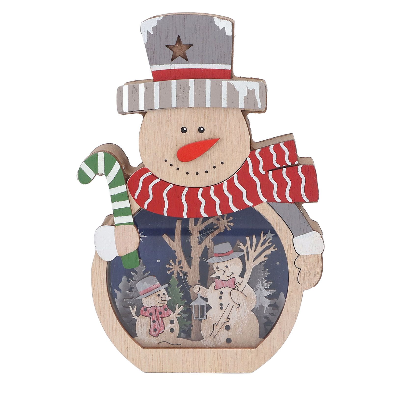 Luminous Christmas Ornament LED Light Emitting Wooden Christmas Decorations Ornaments Gifts for Hotel Window Display Snowman - Image 5