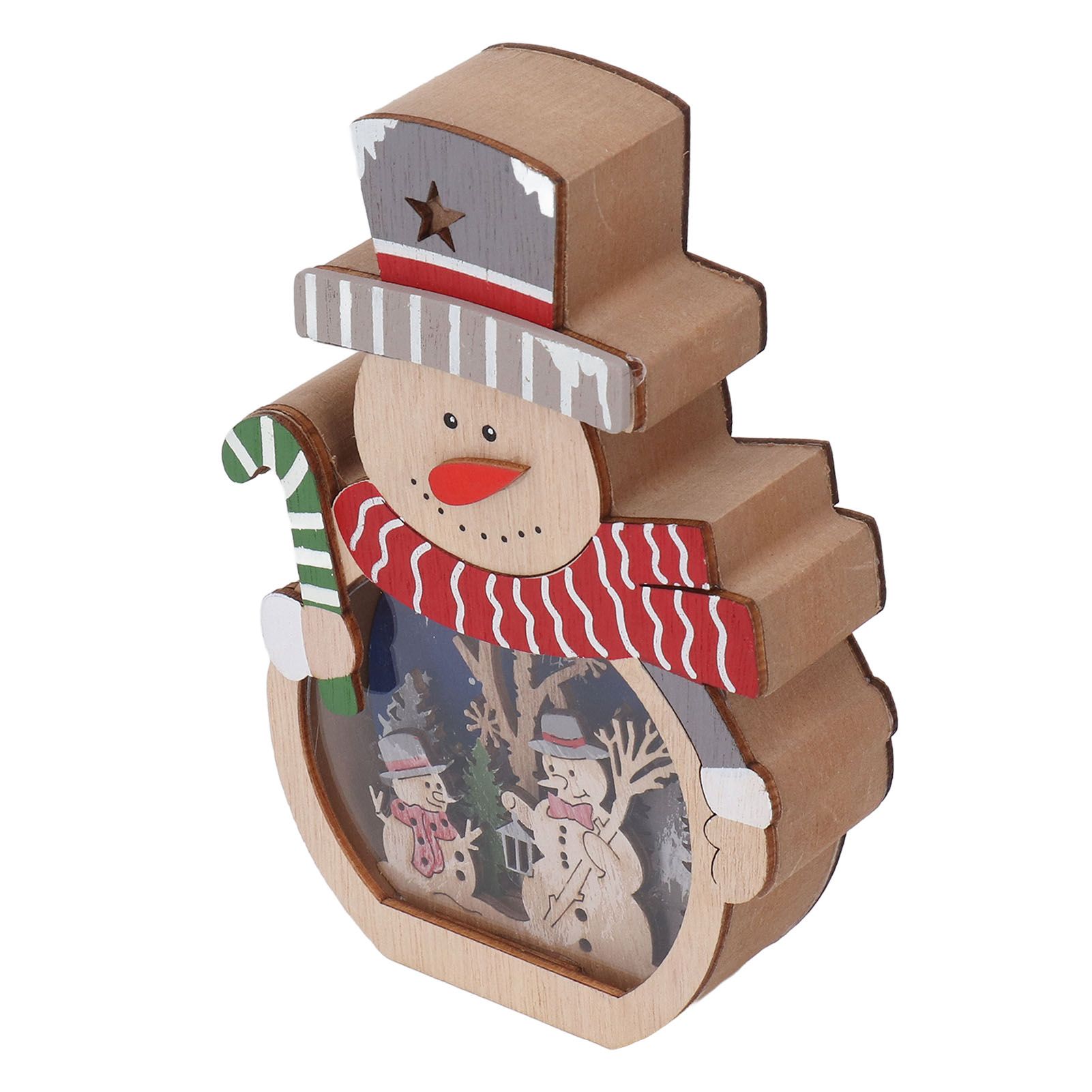 Luminous Christmas Ornament LED Light Emitting Wooden Christmas Decorations Ornaments Gifts for Hotel Window Display Snowman - Image 8