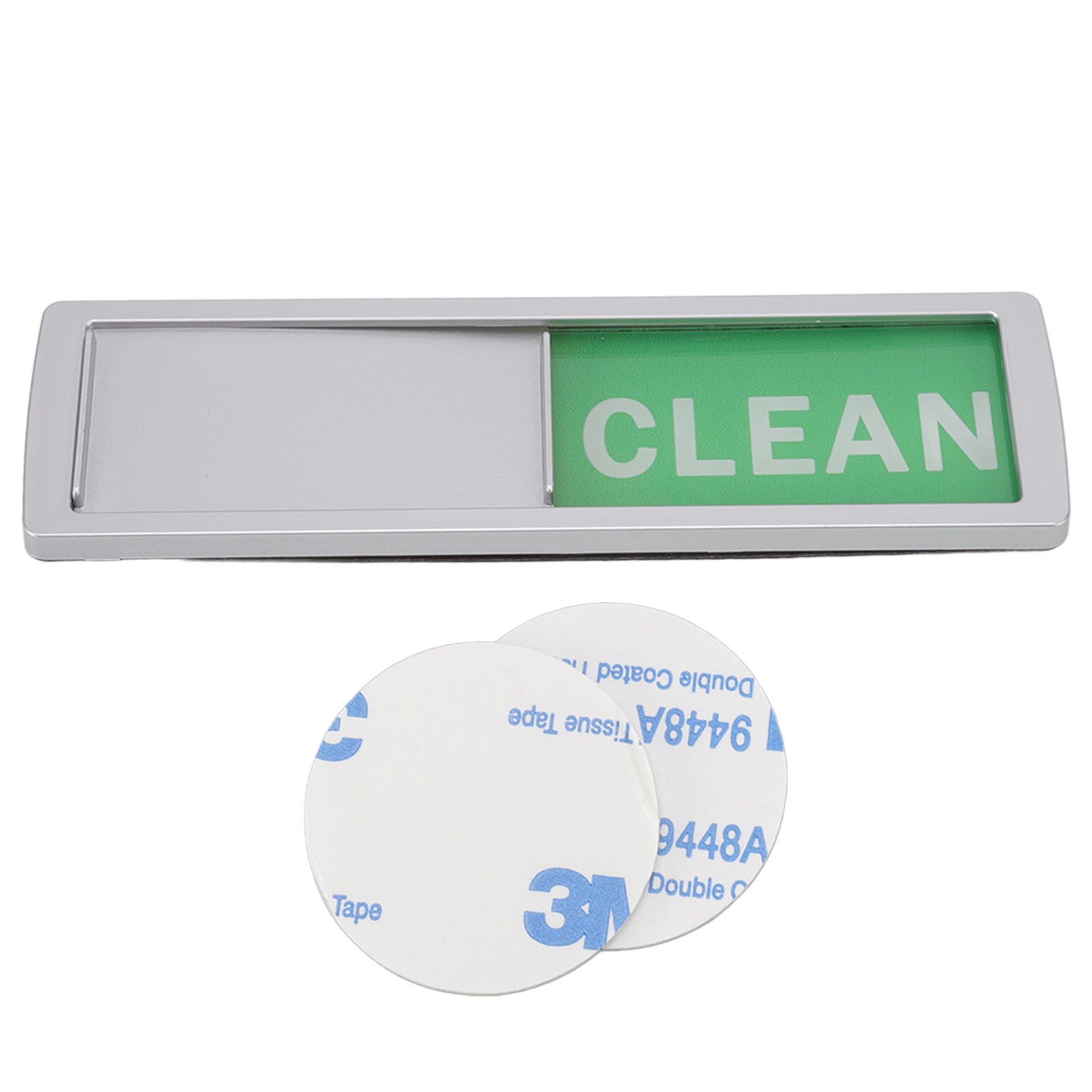 Dishwasher Magnet Easy To Read Clean Dirty Sign Indicator for Dishwasher With Double Sided Adhesive Tape Silver (Red and Green) - Image 1