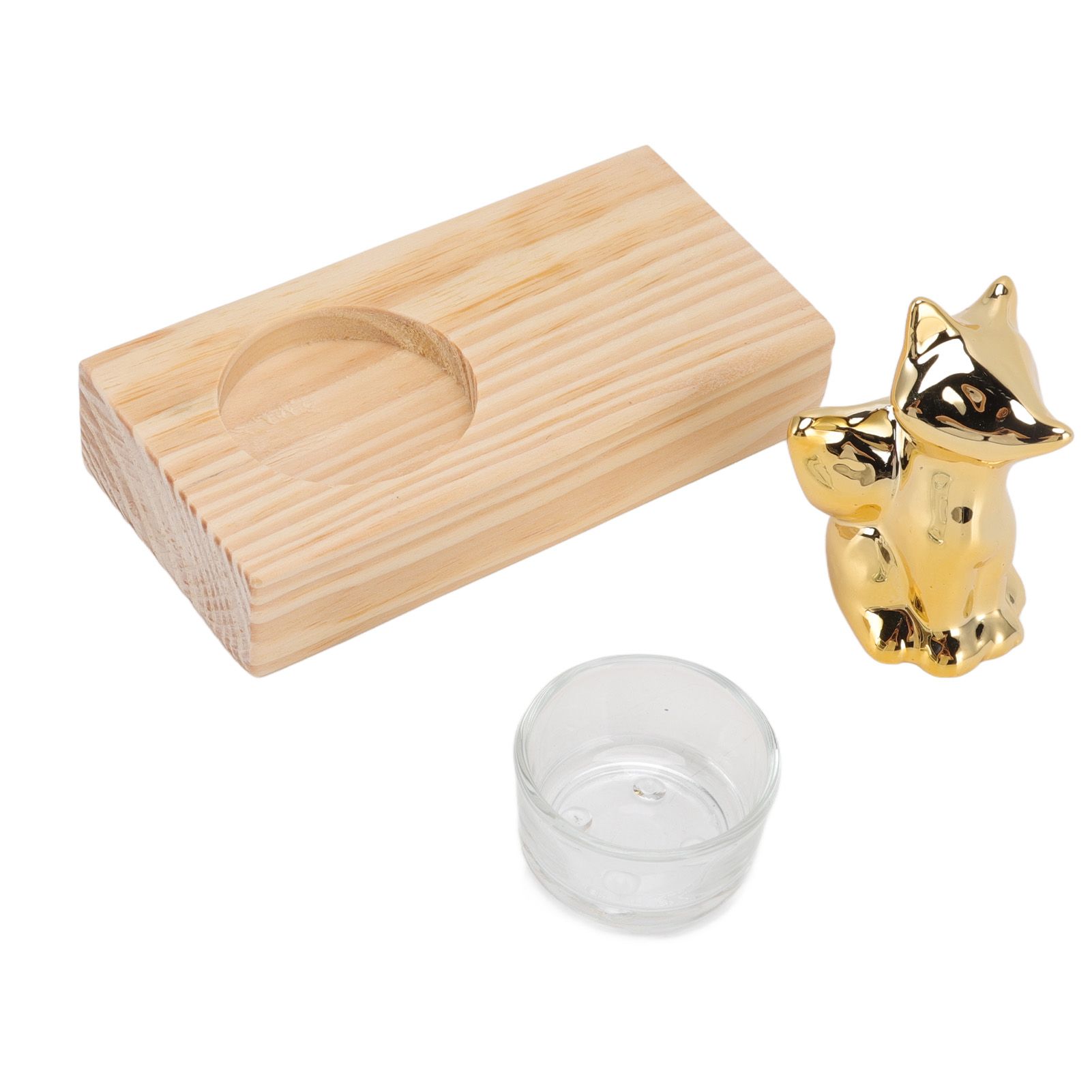Tealight Candle Holder Walnut Glass Ceramic Decorative Golden Romantic Wooden Candle Holder Ornaments - Image 1