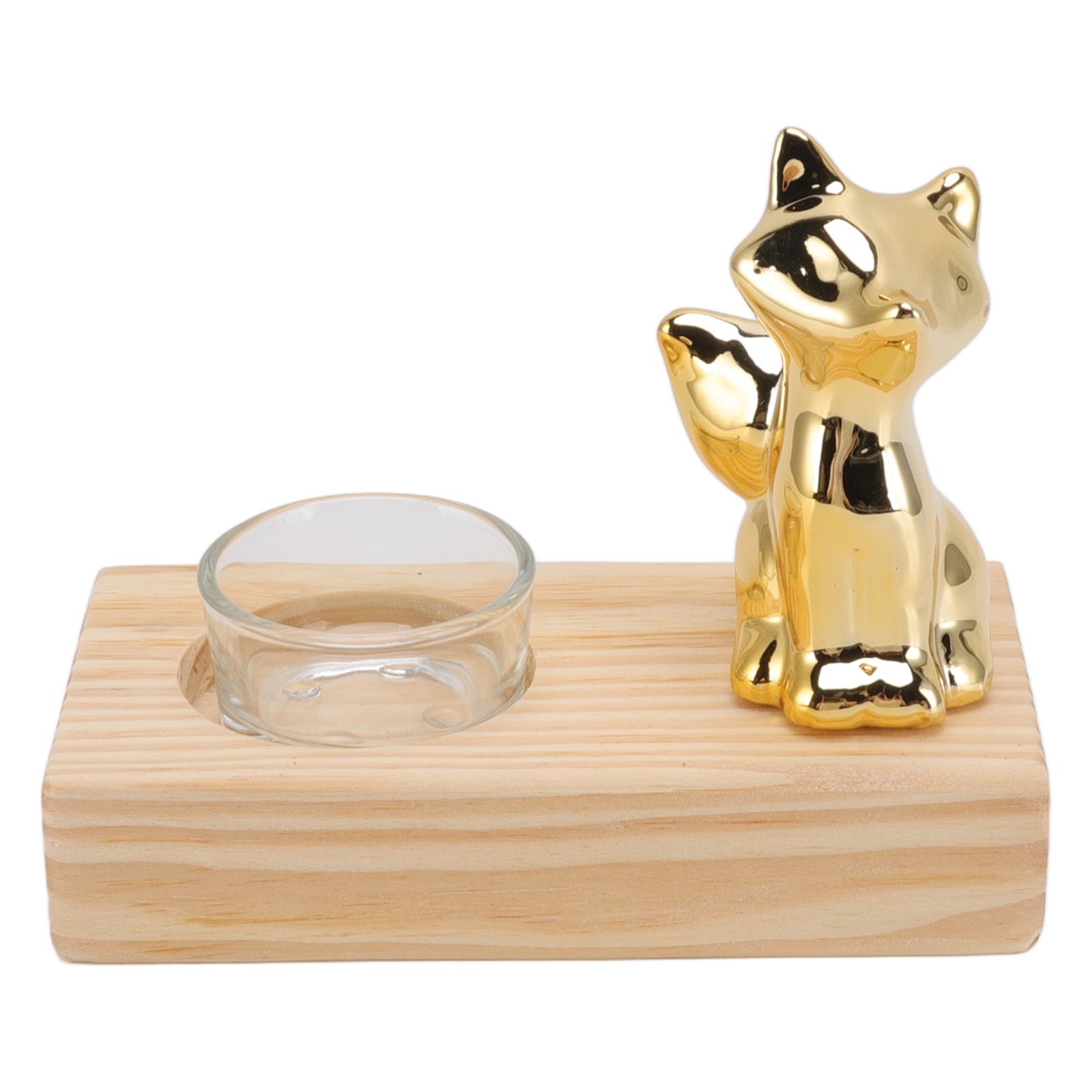 Tealight Candle Holder Walnut Glass Ceramic Decorative Golden Romantic Wooden Candle Holder Ornaments - Image 2