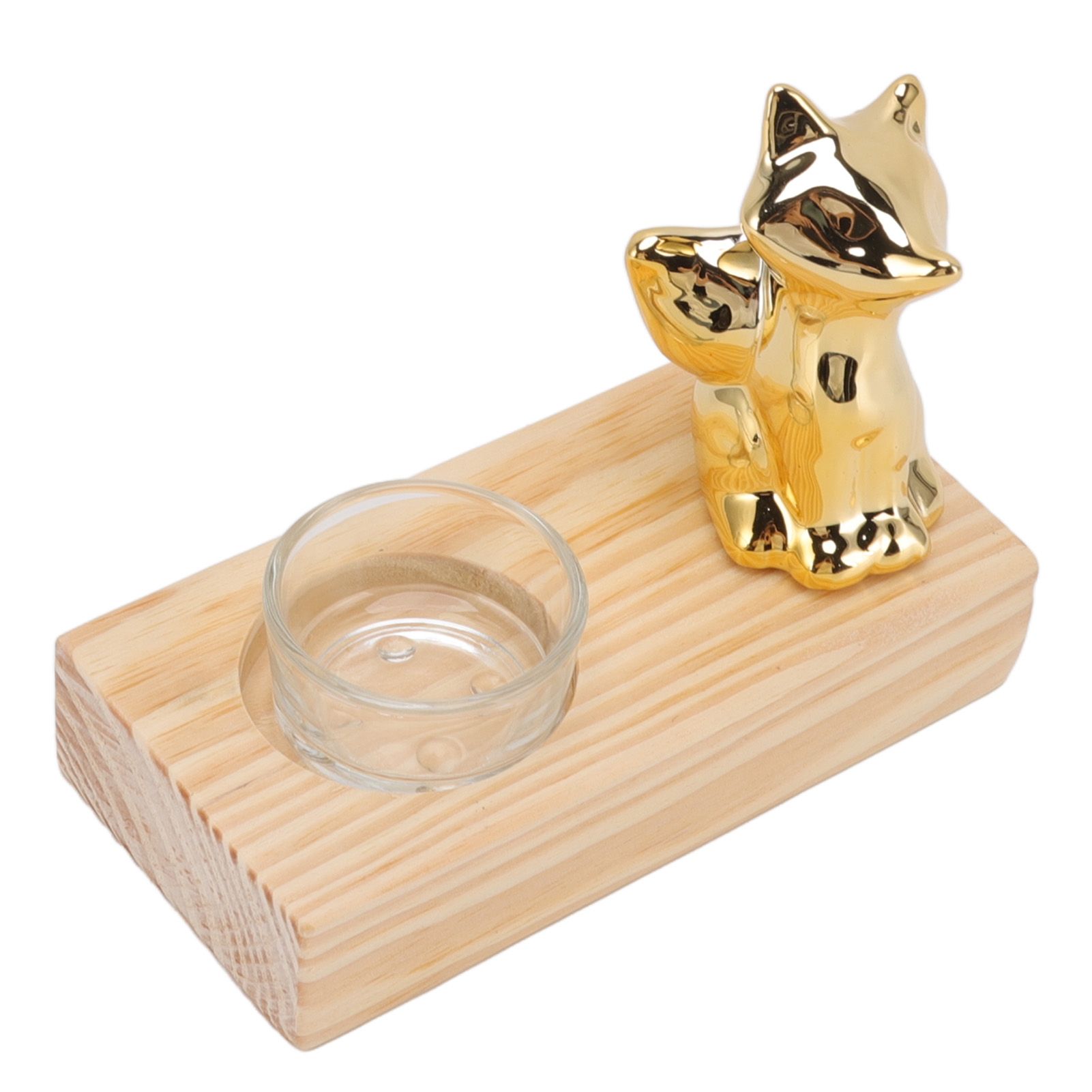 Tealight Candle Holder Walnut Glass Ceramic Decorative Golden Romantic Wooden Candle Holder Ornaments - Image 5