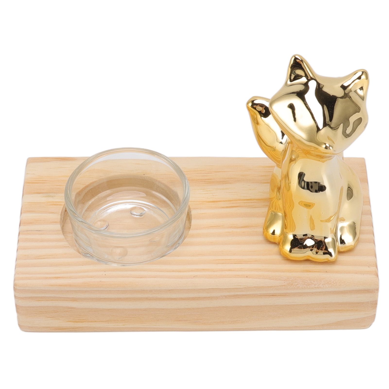 Tealight Candle Holder Walnut Glass Ceramic Decorative Golden Romantic Wooden Candle Holder Ornaments - Image 6