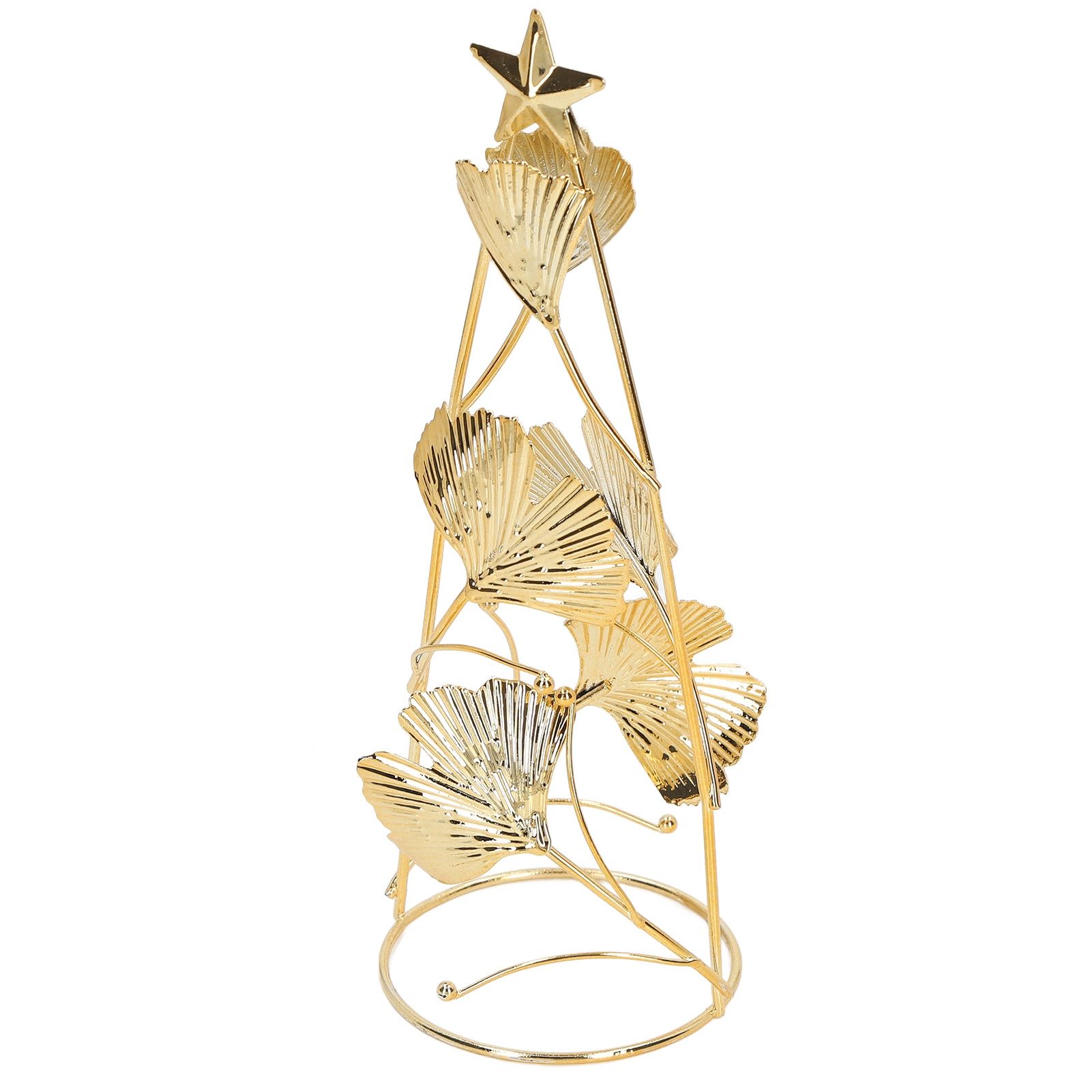 Christmas Tree Candlesticks Gold Iron Small Round Cup Xmas Light Candle Holders with Apricot Leaves for Table Decoration - Image 5