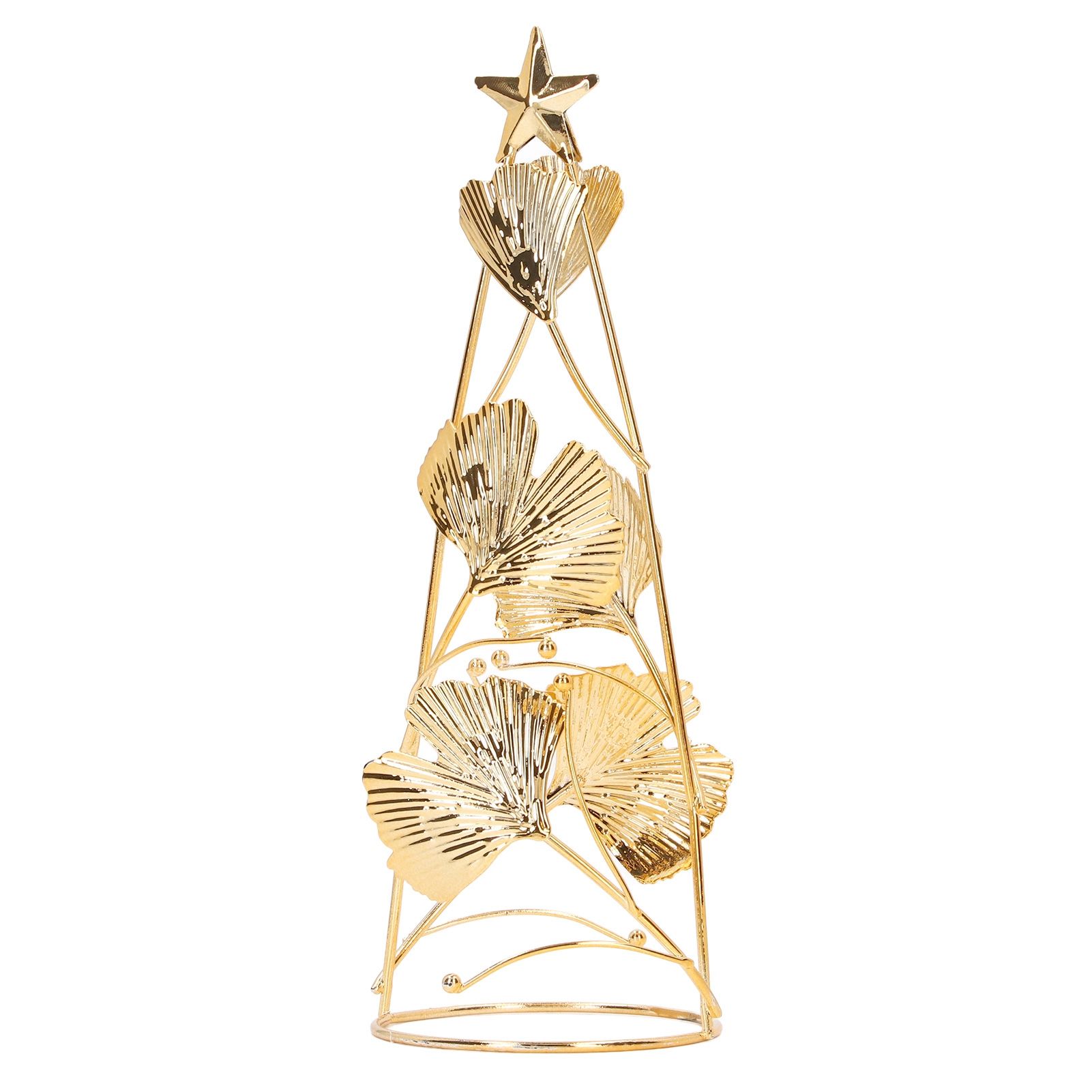Christmas Tree Candlesticks Gold Iron Small Round Cup Xmas Light Candle Holders with Apricot Leaves for Table Decoration - Image 6