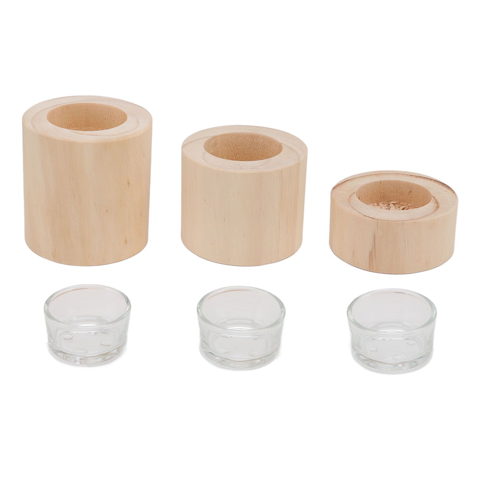 3Pcs Wooden Candle Cup Holders Low Medium High Simple Wooden Candlestick for Living Room Office Study Bedroom - Image 1