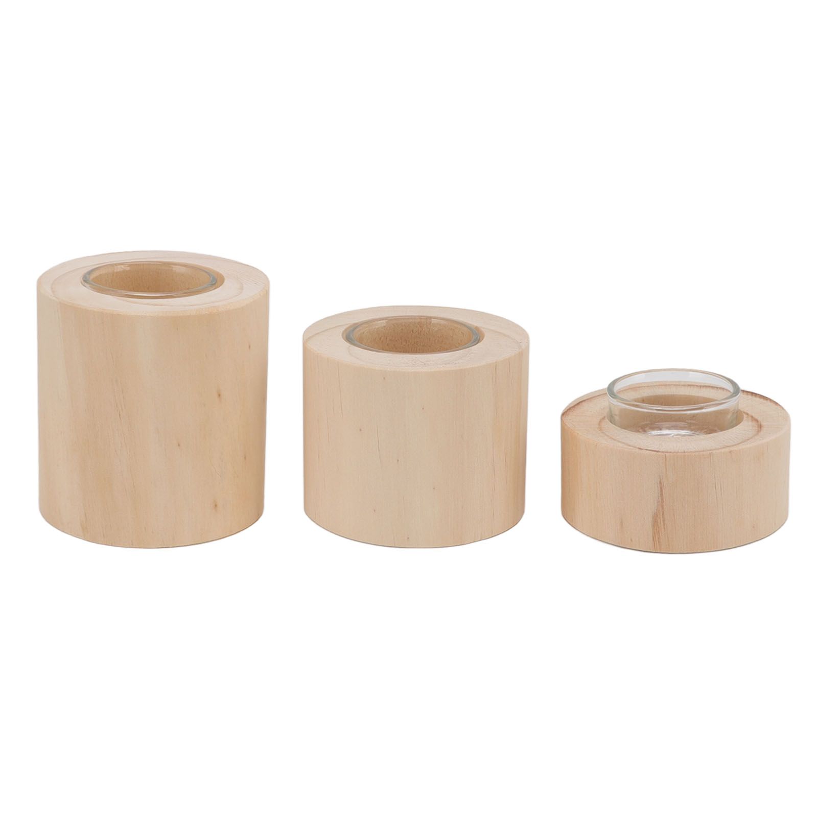 3Pcs Wooden Candle Cup Holders Low Medium High Simple Wooden Candlestick for Living Room Office Study Bedroom - Image 2