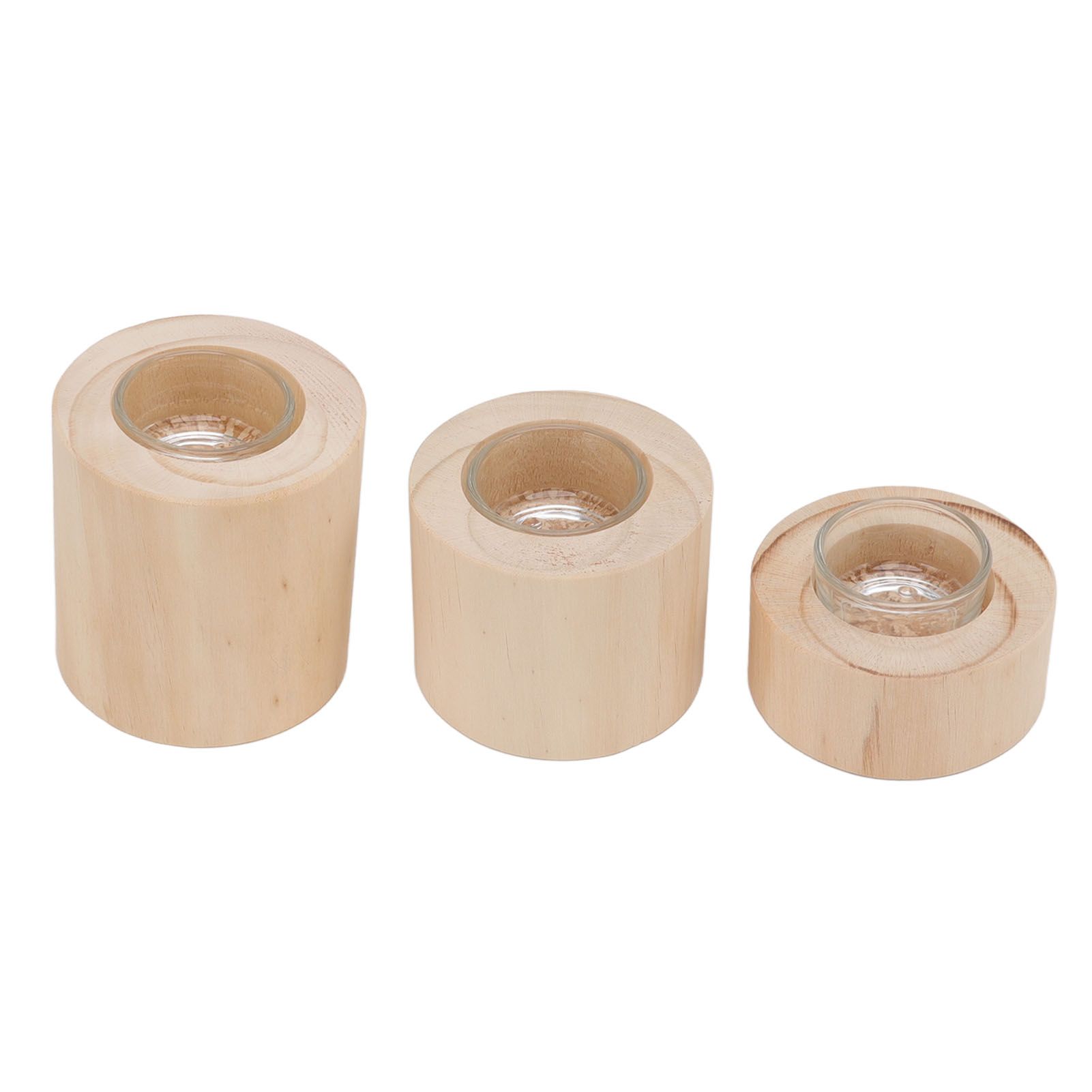 3Pcs Wooden Candle Cup Holders Low Medium High Simple Wooden Candlestick for Living Room Office Study Bedroom - Image 4