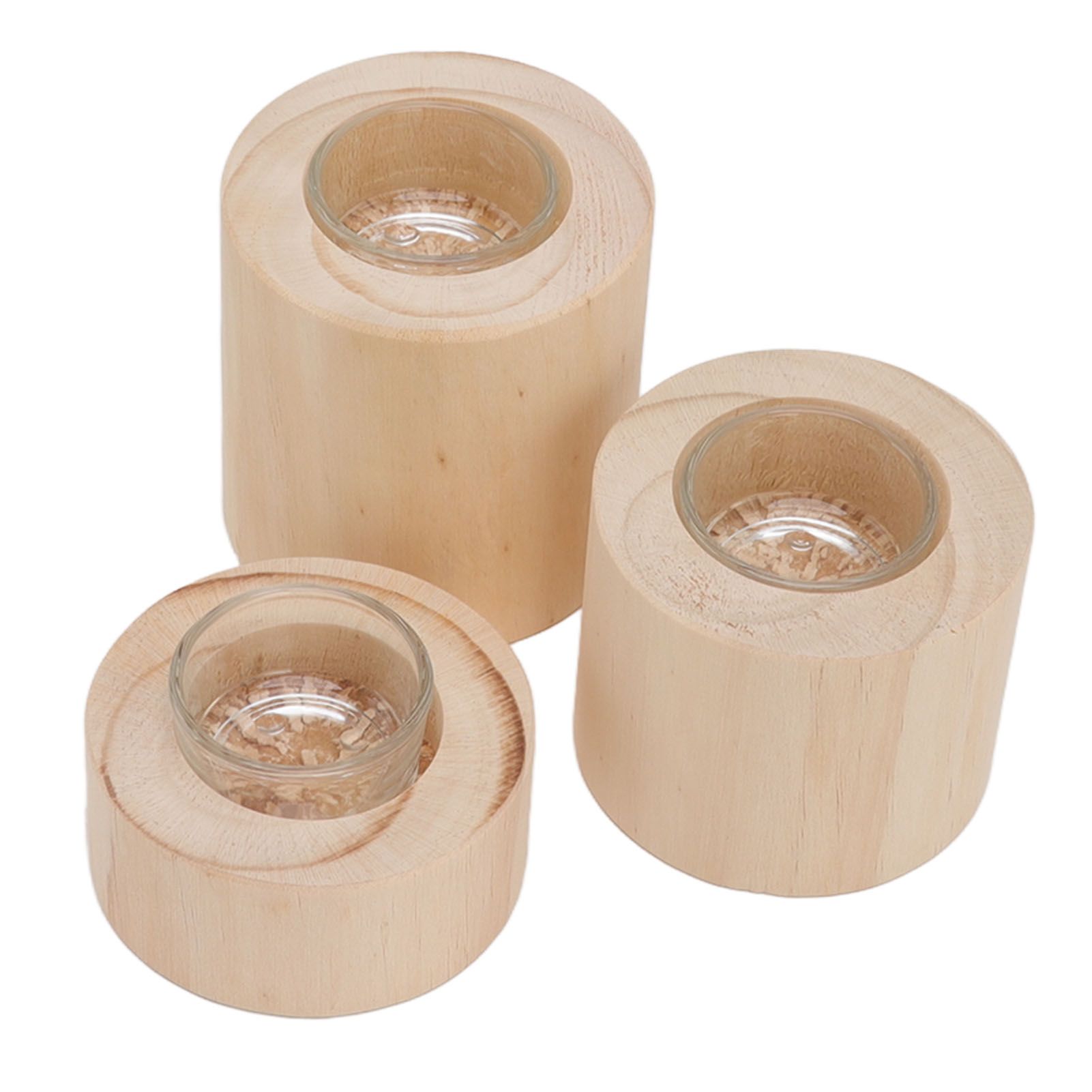 3Pcs Wooden Candle Cup Holders Low Medium High Simple Wooden Candlestick for Living Room Office Study Bedroom - Image 6