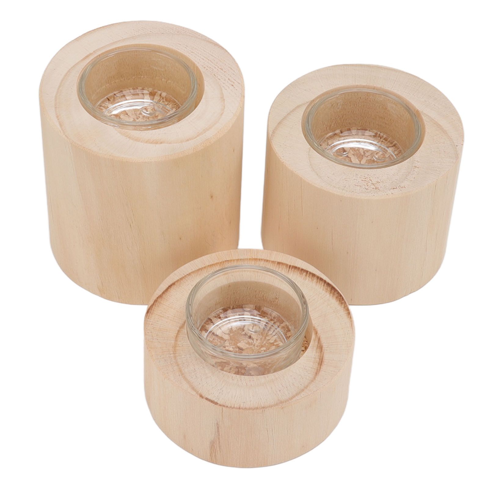 3Pcs Wooden Candle Cup Holders Low Medium High Simple Wooden Candlestick for Living Room Office Study Bedroom - Image 7