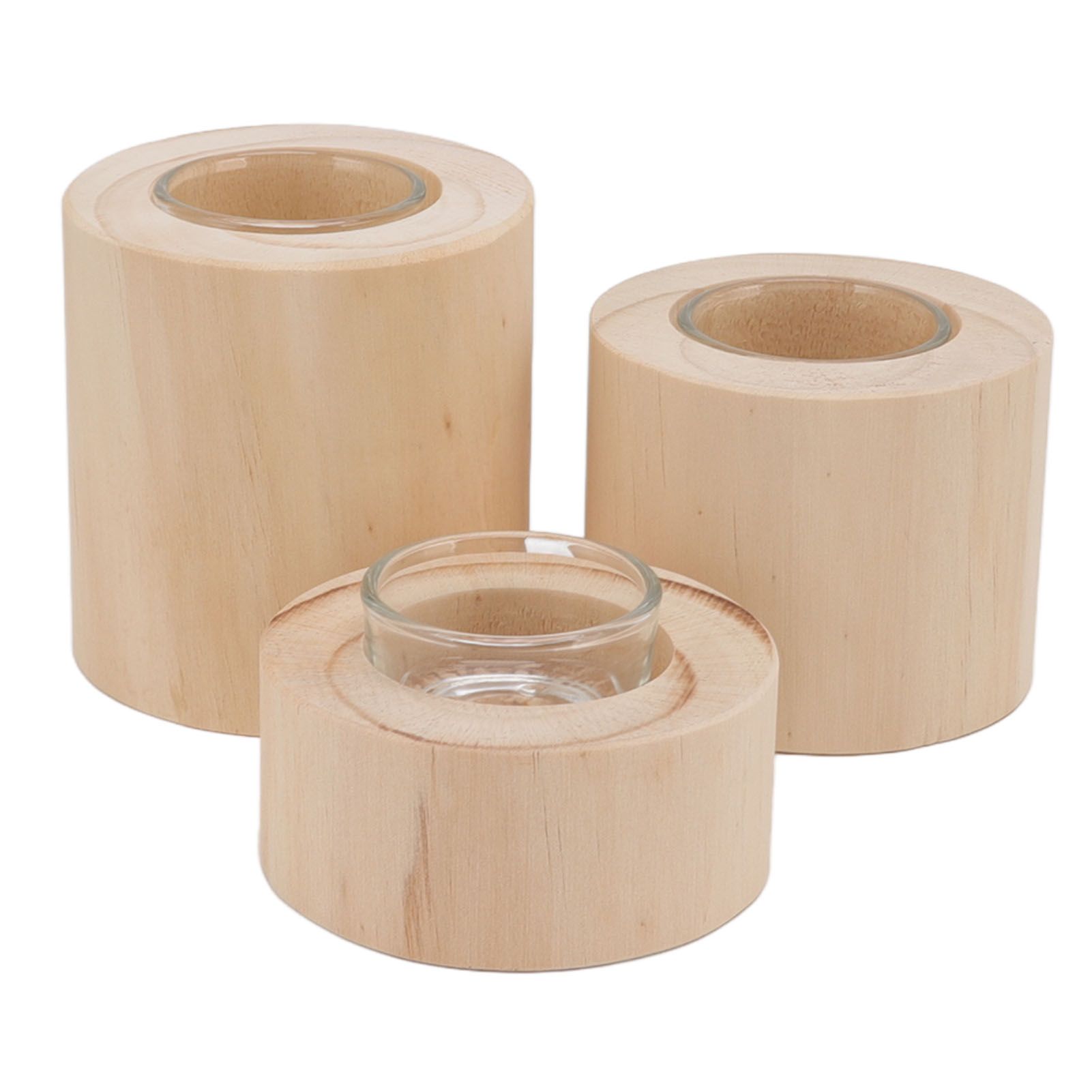 3Pcs Wooden Candle Cup Holders Low Medium High Simple Wooden Candlestick for Living Room Office Study Bedroom - Image 8