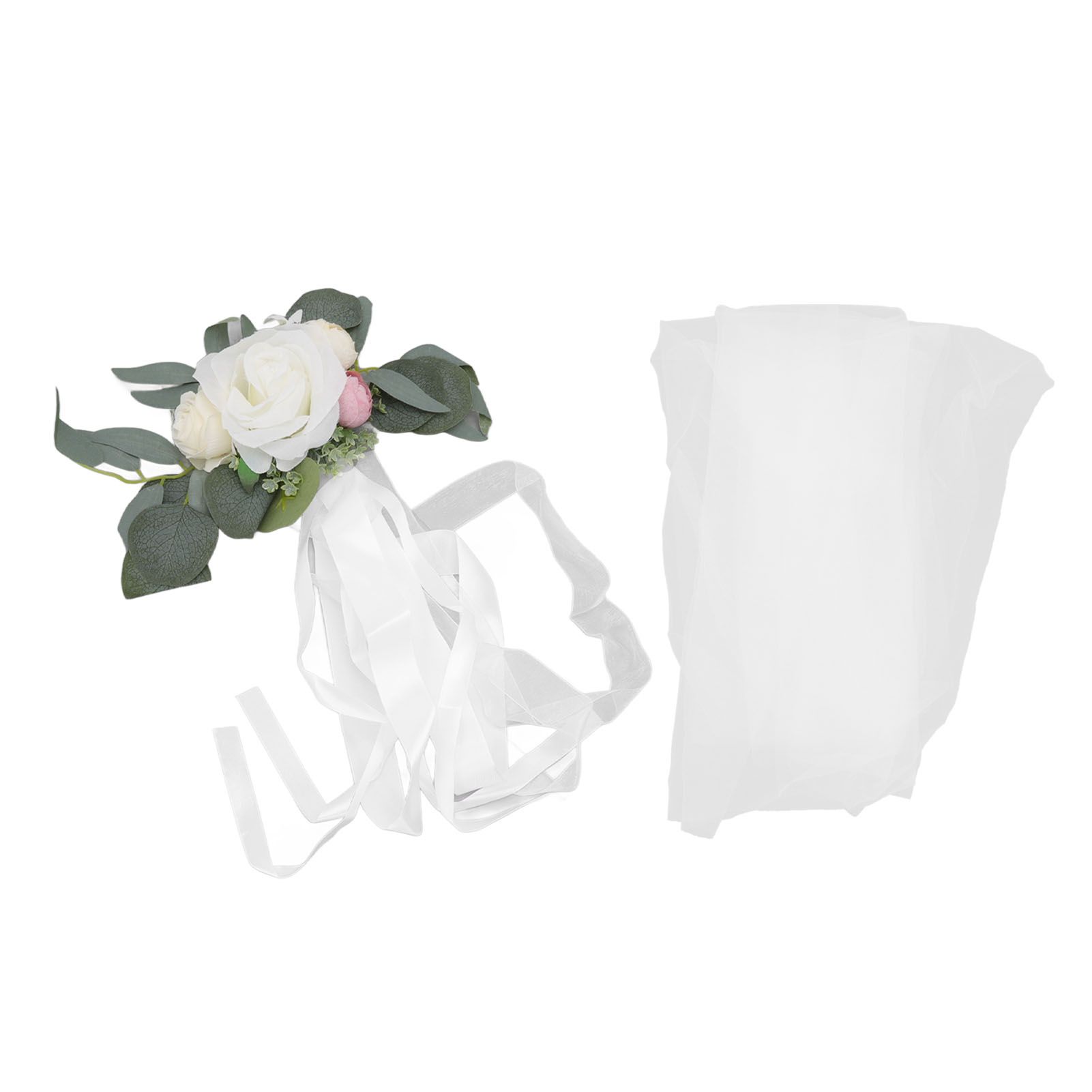 Chair Back Flower Simple Style Attractive Decorative Vivid Beautiful Artificial Flowers with Ribbons for Wedding Decoration White - Image 2