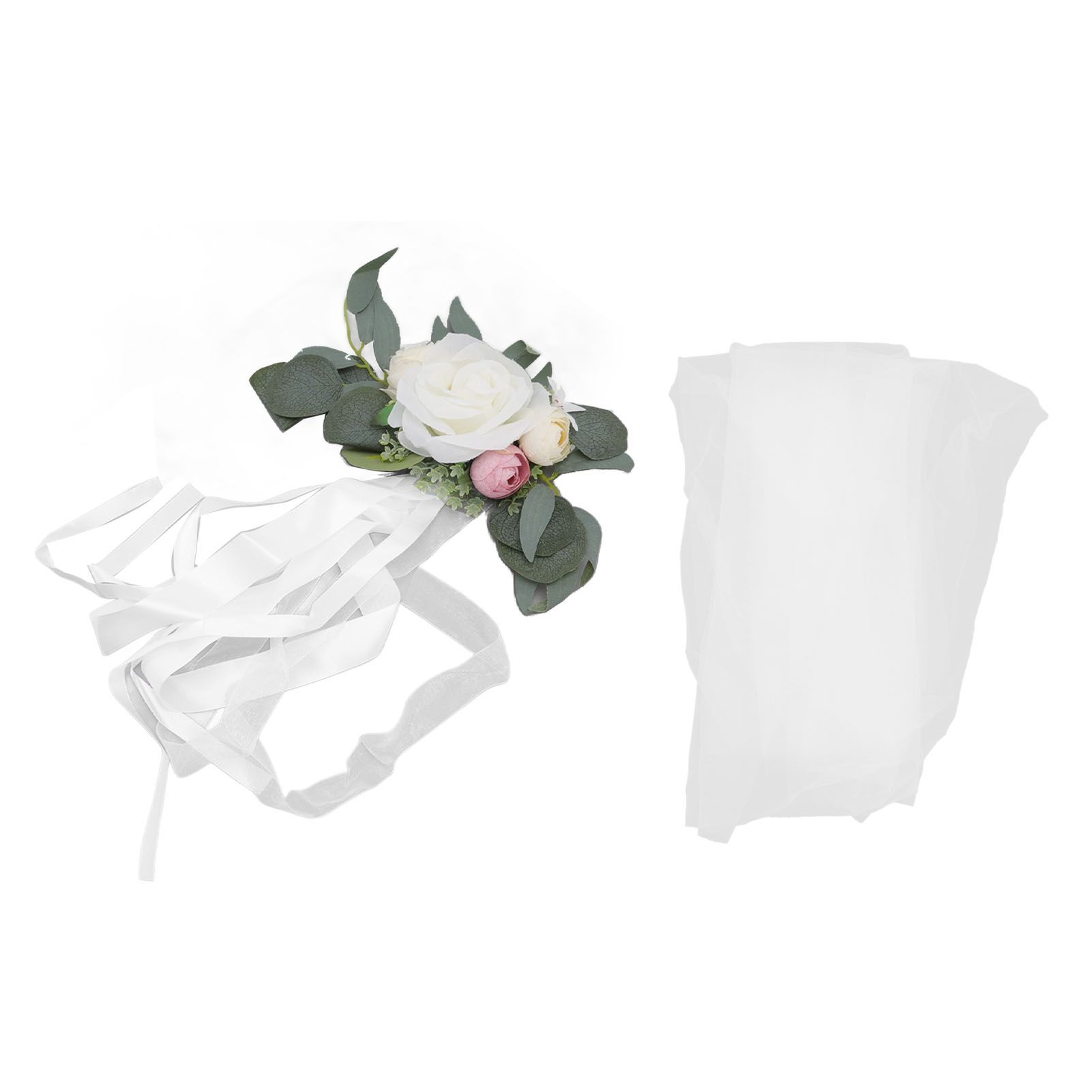 Chair Back Flower Simple Style Attractive Decorative Vivid Beautiful Artificial Flowers with Ribbons for Wedding Decoration White - Image 3