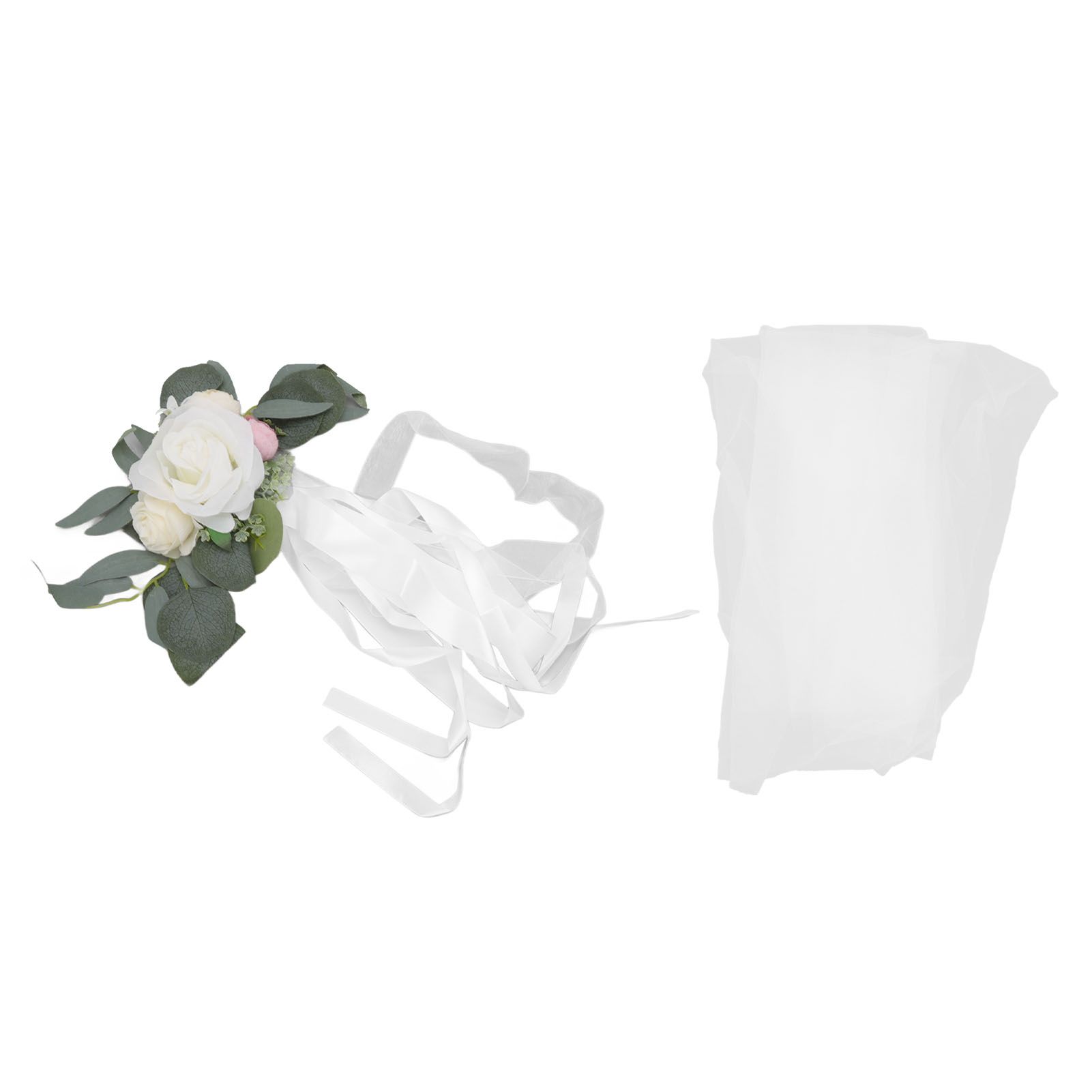 Chair Back Flower Simple Style Attractive Decorative Vivid Beautiful Artificial Flowers with Ribbons for Wedding Decoration White - Image 5