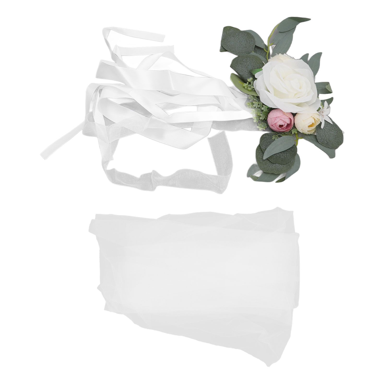 Chair Back Flower Simple Style Attractive Decorative Vivid Beautiful Artificial Flowers with Ribbons for Wedding Decoration White - Image 6