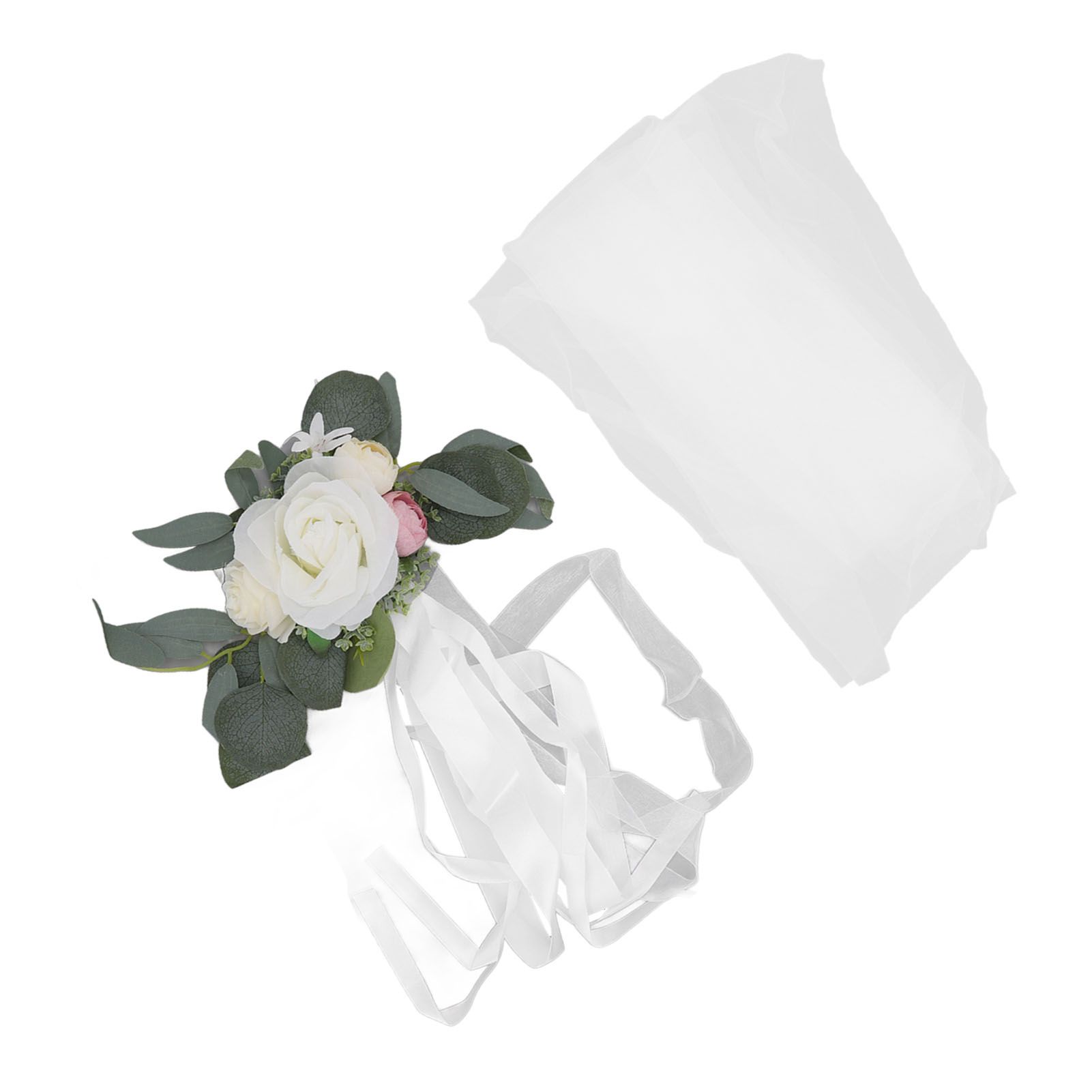 Chair Back Flower Simple Style Attractive Decorative Vivid Beautiful Artificial Flowers with Ribbons for Wedding Decoration White - Image 7