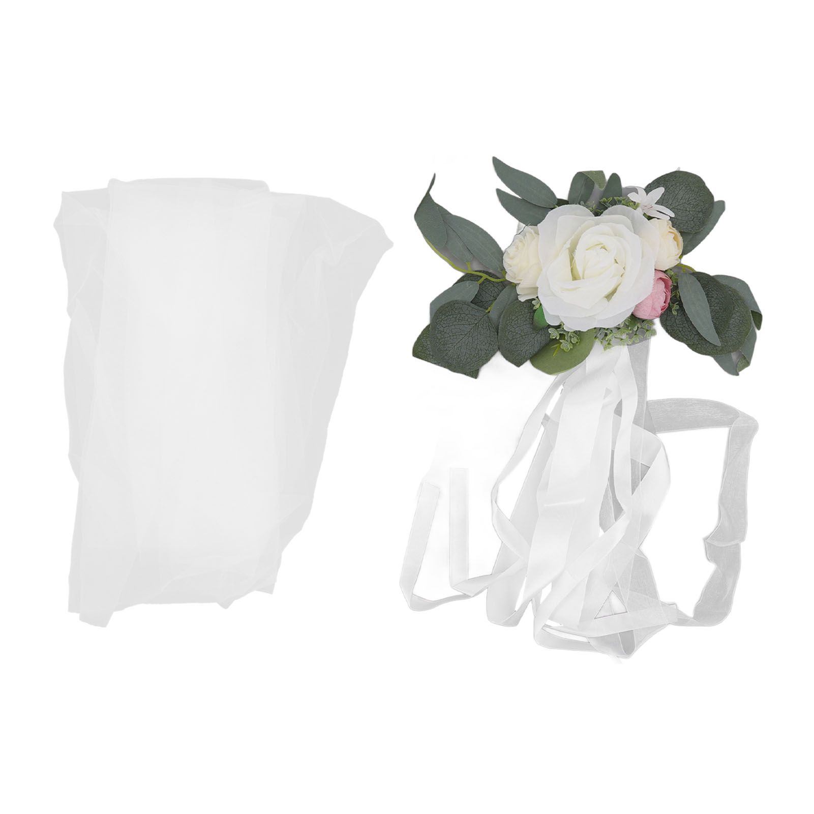 Chair Back Flower Simple Style Attractive Decorative Vivid Beautiful Artificial Flowers with Ribbons for Wedding Decoration White - Image 8