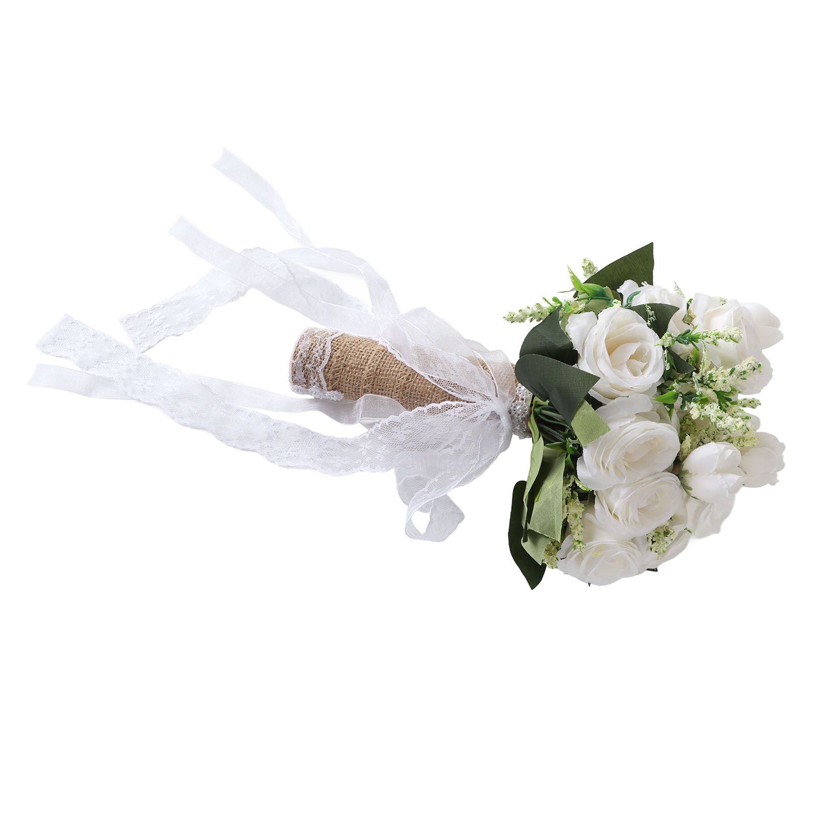 Holding Flowers Artificial Lifelike Modern Elegant Decorative Bridal Bouquet for Wedding Photography Milky White - Image 3