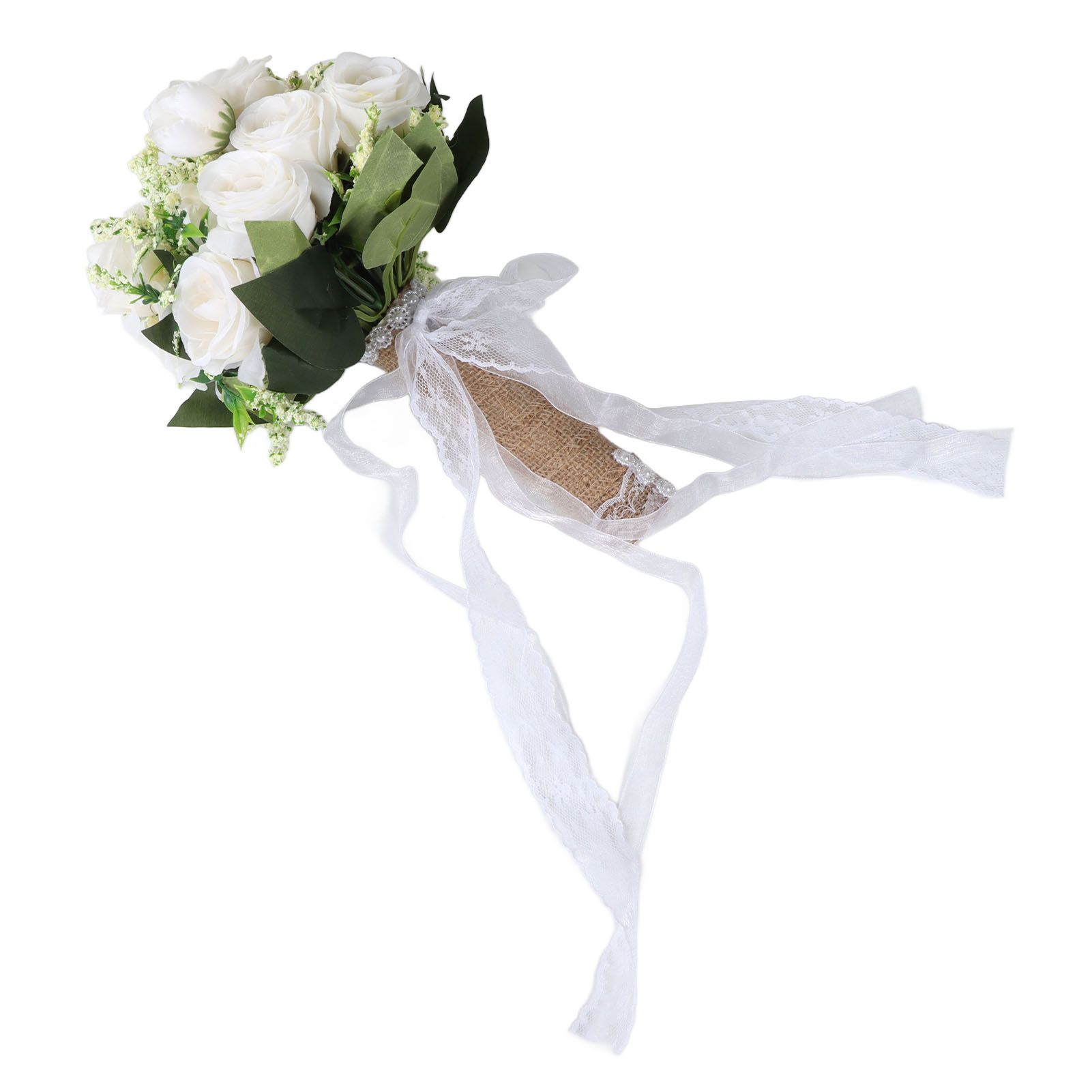 Holding Flowers Artificial Lifelike Modern Elegant Decorative Bridal Bouquet for Wedding Photography Milky White - Image 8