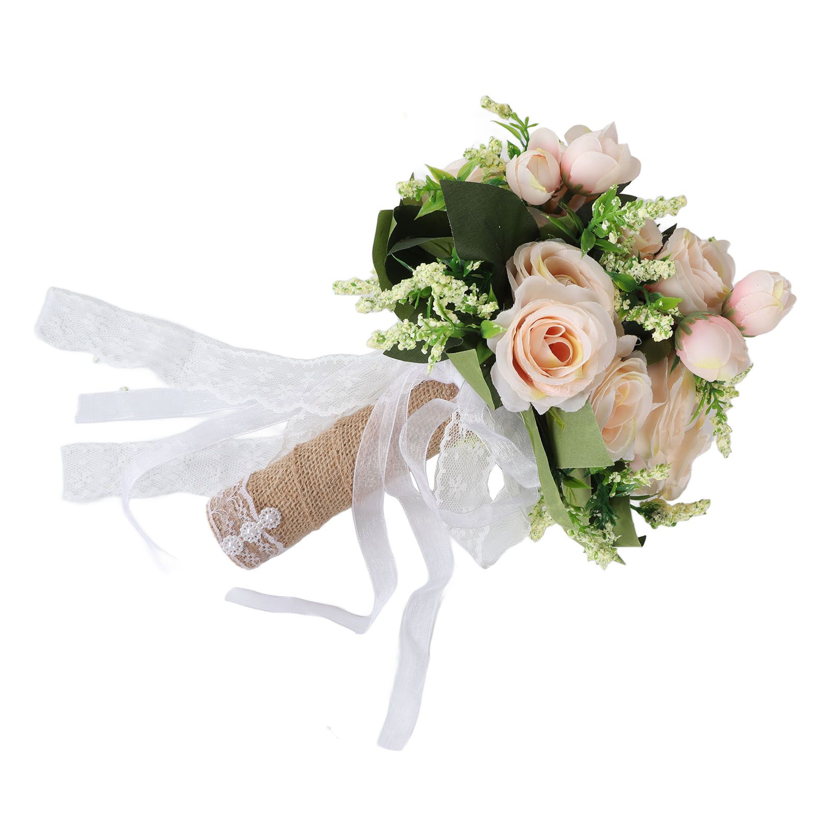 Holding Flowers Artificial Lifelike Modern Elegant Decorative Bridal Bouquet for Wedding Photography Champagne - Image 2