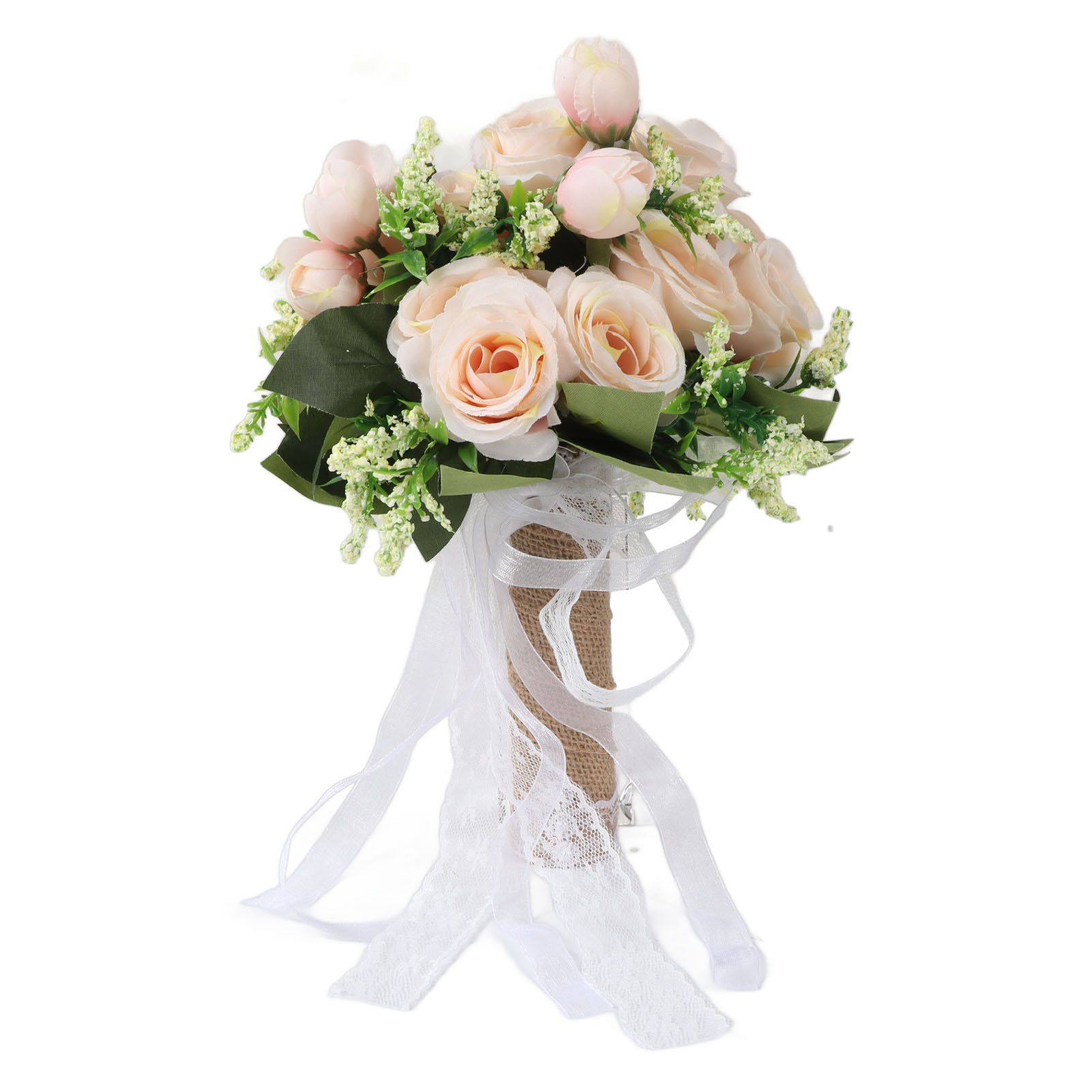 Holding Flowers Artificial Lifelike Modern Elegant Decorative Bridal Bouquet for Wedding Photography Champagne - Image 5