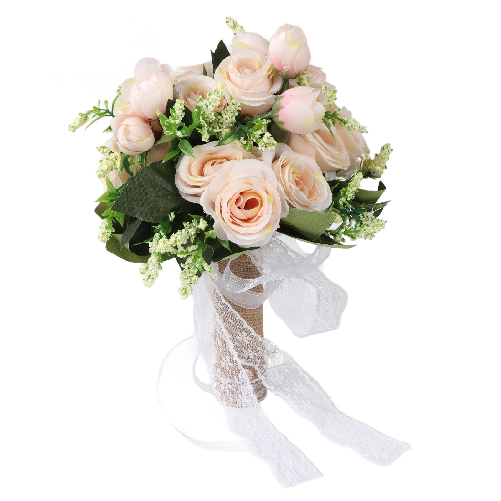 Holding Flowers Artificial Lifelike Modern Elegant Decorative Bridal Bouquet for Wedding Photography Champagne - Image 6