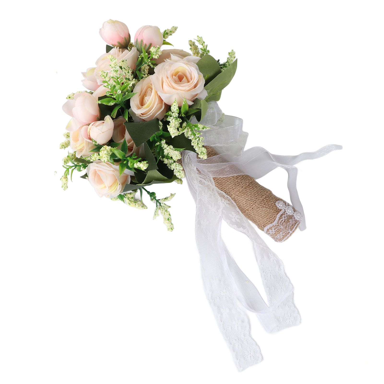 Holding Flowers Artificial Lifelike Modern Elegant Decorative Bridal Bouquet for Wedding Photography Champagne - Image 7