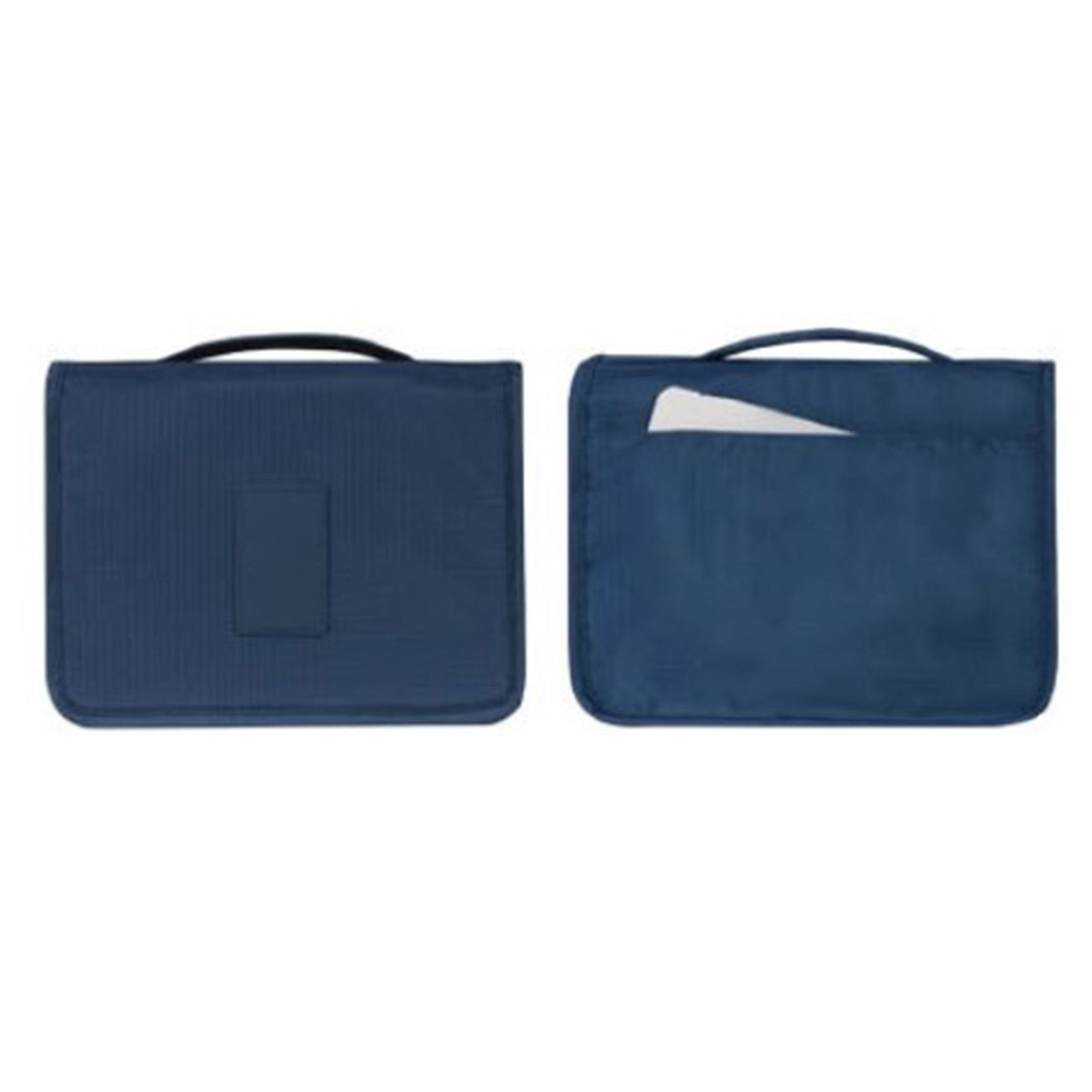 Hanging Toiletry Bag Cosmetic Bag Foldable Makeup Bag with Hook and Tote Navy Blue 24x18.5x9.5cm for Travel - Image 2