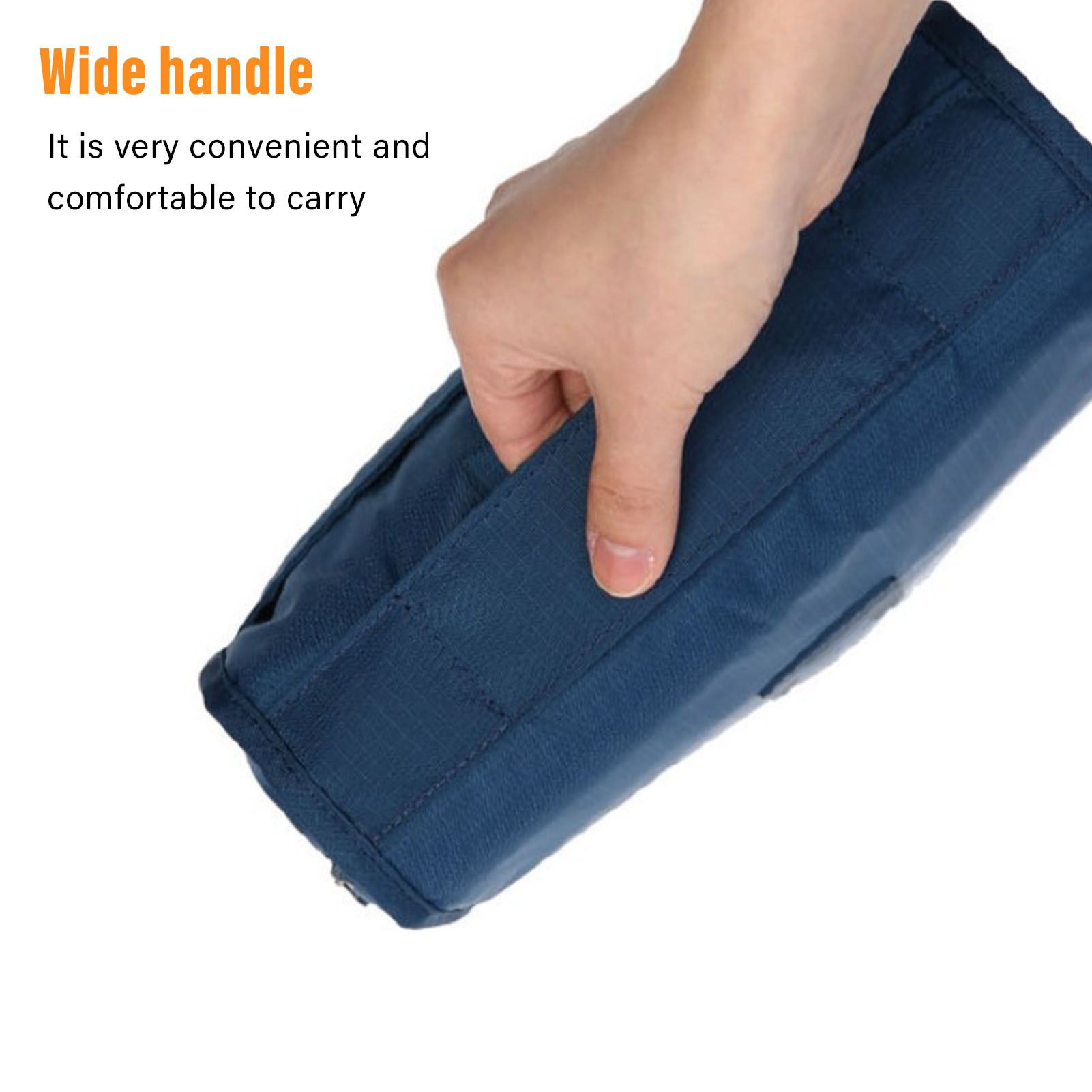 Hanging Toiletry Bag Cosmetic Bag Foldable Makeup Bag with Hook and Tote Navy Blue 24x18.5x9.5cm for Travel - Image 4