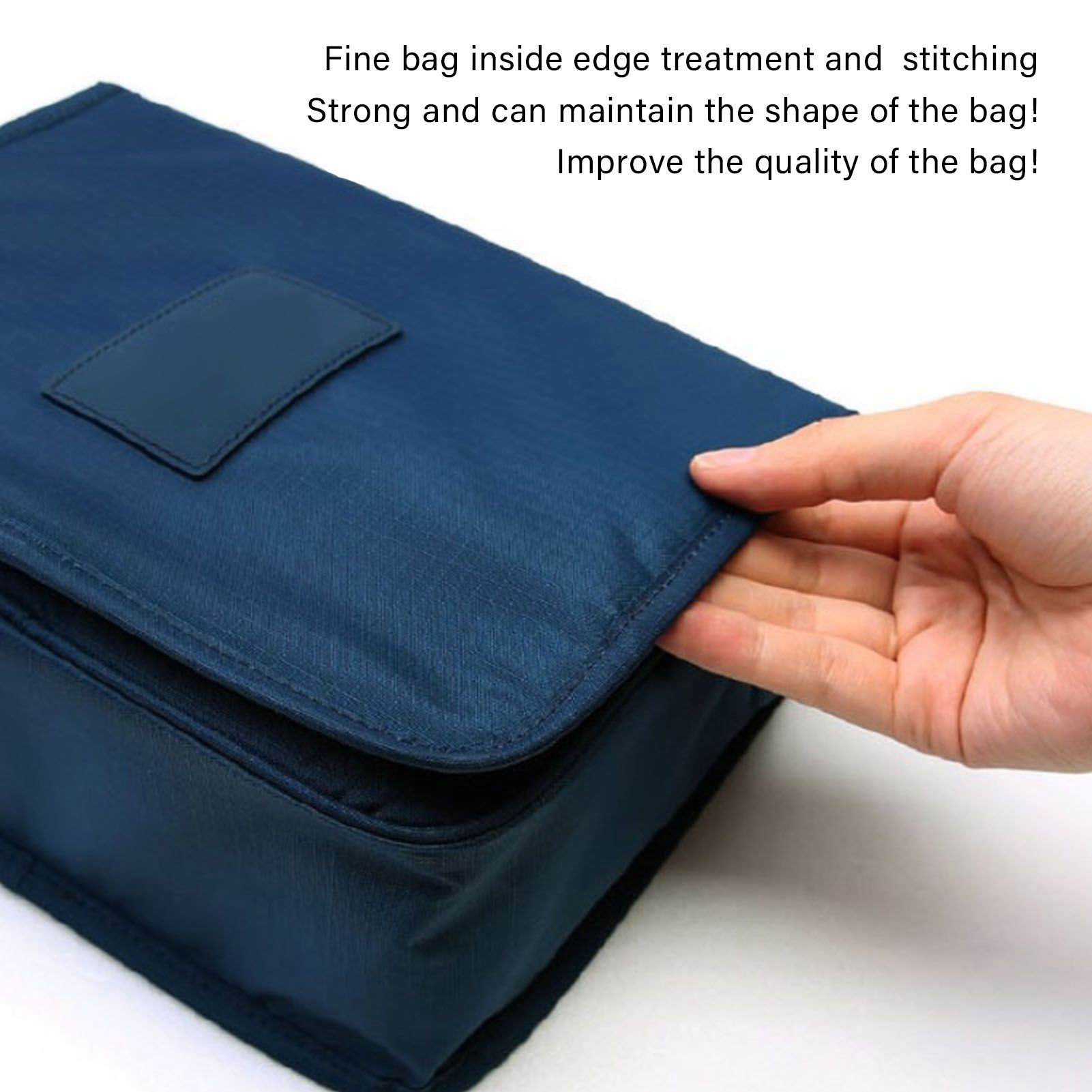 Hanging Toiletry Bag Cosmetic Bag Foldable Makeup Bag with Hook and Tote Navy Blue 24x18.5x9.5cm for Travel - Image 5