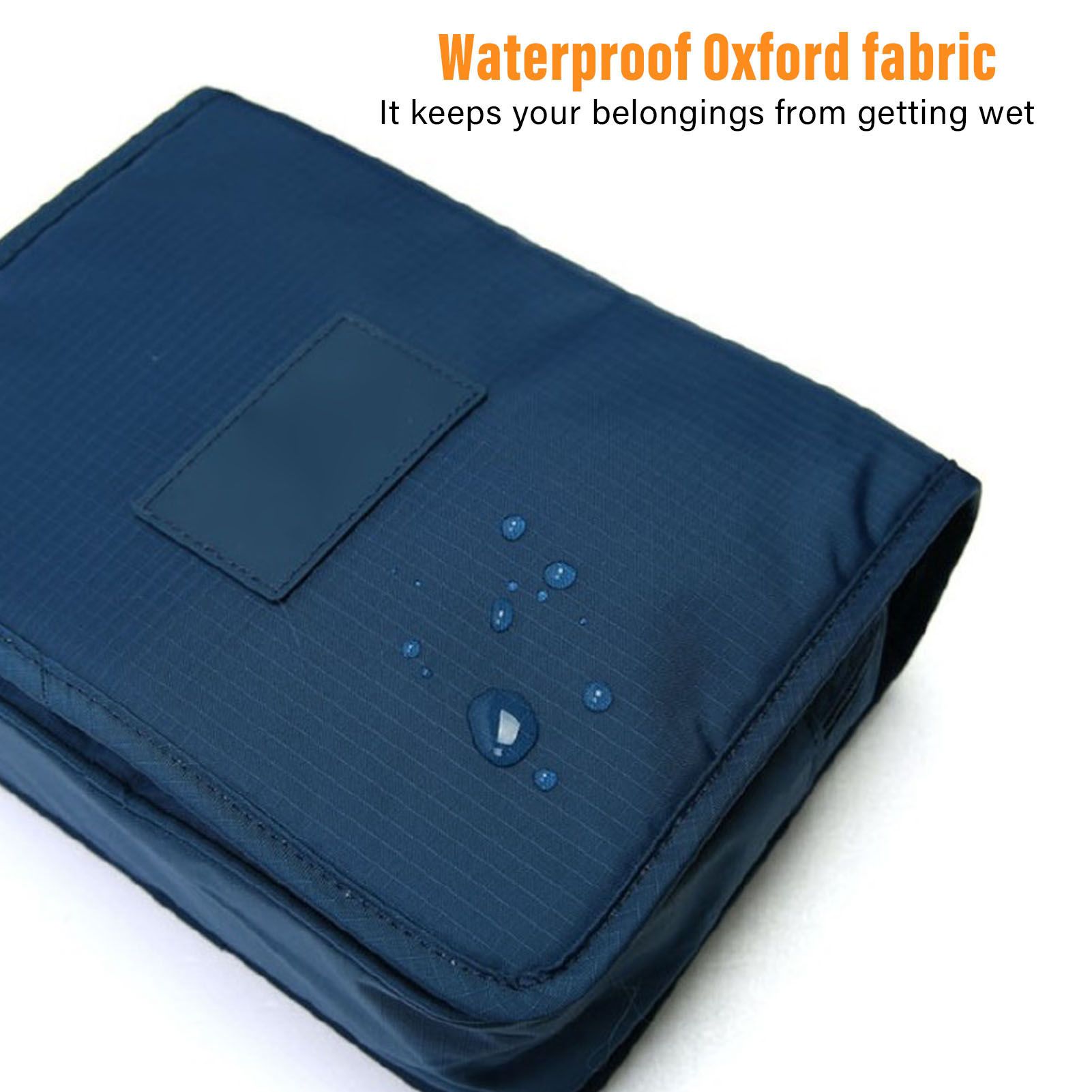 Hanging Toiletry Bag Cosmetic Bag Foldable Makeup Bag with Hook and Tote Navy Blue 24x18.5x9.5cm for Travel - Image 7