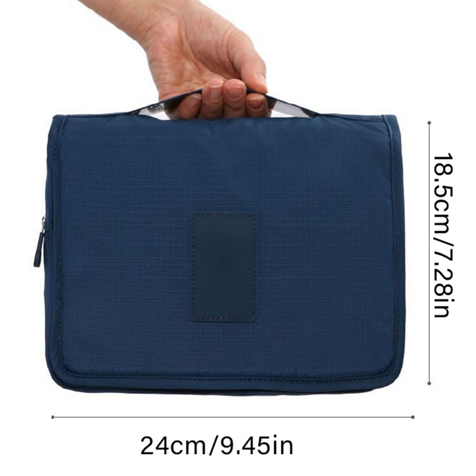 Hanging Toiletry Bag Cosmetic Bag Foldable Makeup Bag with Hook and Tote Navy Blue 24x18.5x9.5cm for Travel - Image 8