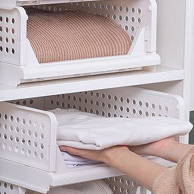 Wardrobe Foldable Storage Basket Layered Divider Drawer Rack Stackable Clothes Organizing Basket 33x43x14cm/13.0x16.9x5.5in - Image 3