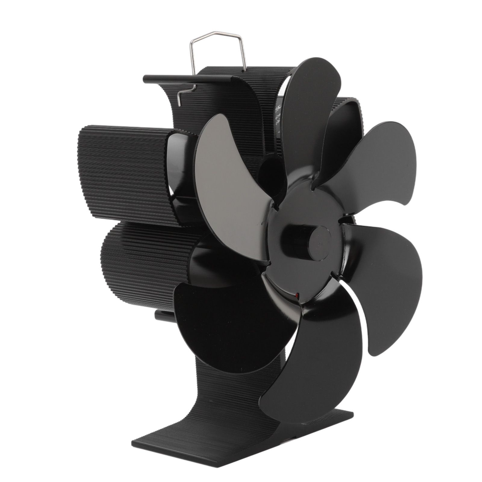 Stove Fan 6 Blades Greater Air Volume Low Noise Operation Wear Resistance Fireplace Fan Black S - Image 1