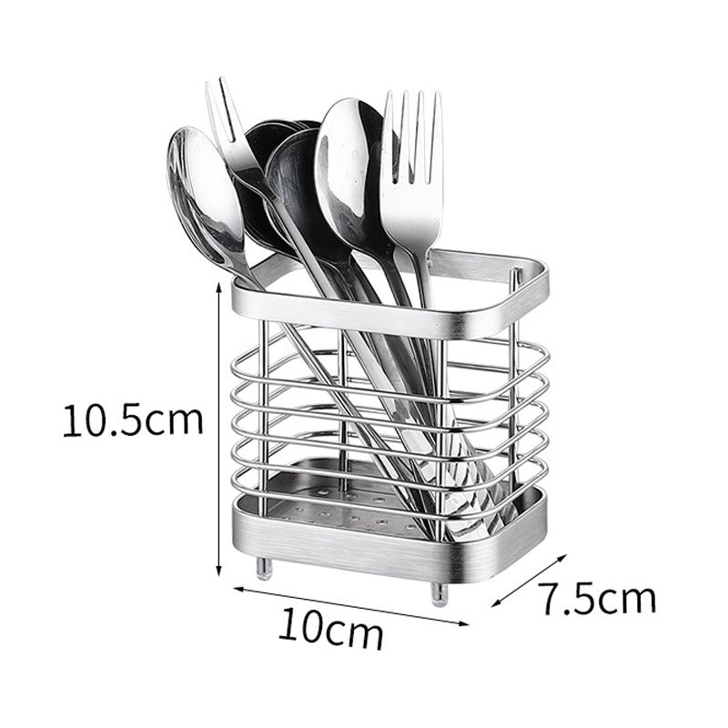 Utensil Holder Drying Rack Stainless Steel Draining Basket Wall Mount No Drilling for Kitchen Chopsticks Small Original Color - Image 2