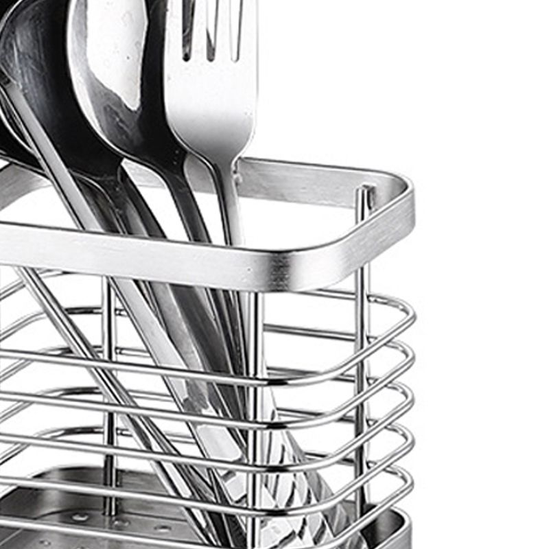 Utensil Holder Drying Rack Stainless Steel Draining Basket Wall Mount No Drilling for Kitchen Chopsticks Small Original Color - Image 3