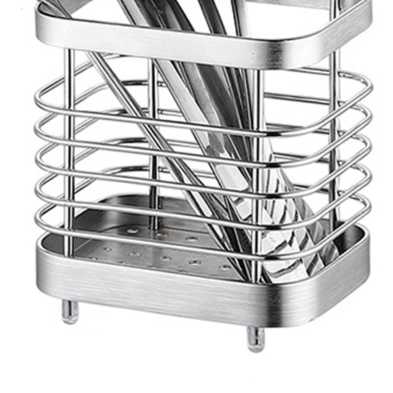 Utensil Holder Drying Rack Stainless Steel Draining Basket Wall Mount No Drilling for Kitchen Chopsticks Small Original Color - Image 4