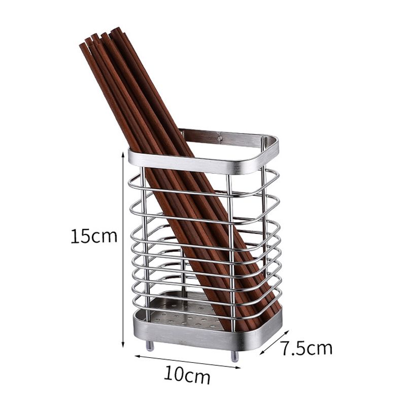 Utensil Holder Drying Rack Stainless Steel Draining Basket Wall Mount No Drilling for Kitchen Chopsticks Large Original Color - Image 2