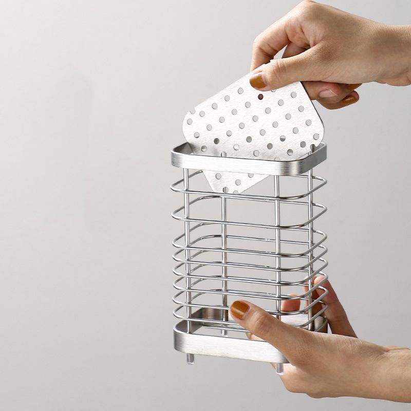 Utensil Holder Drying Rack Stainless Steel Draining Basket Wall Mount No Drilling for Kitchen Chopsticks Large Original Color - Image 3