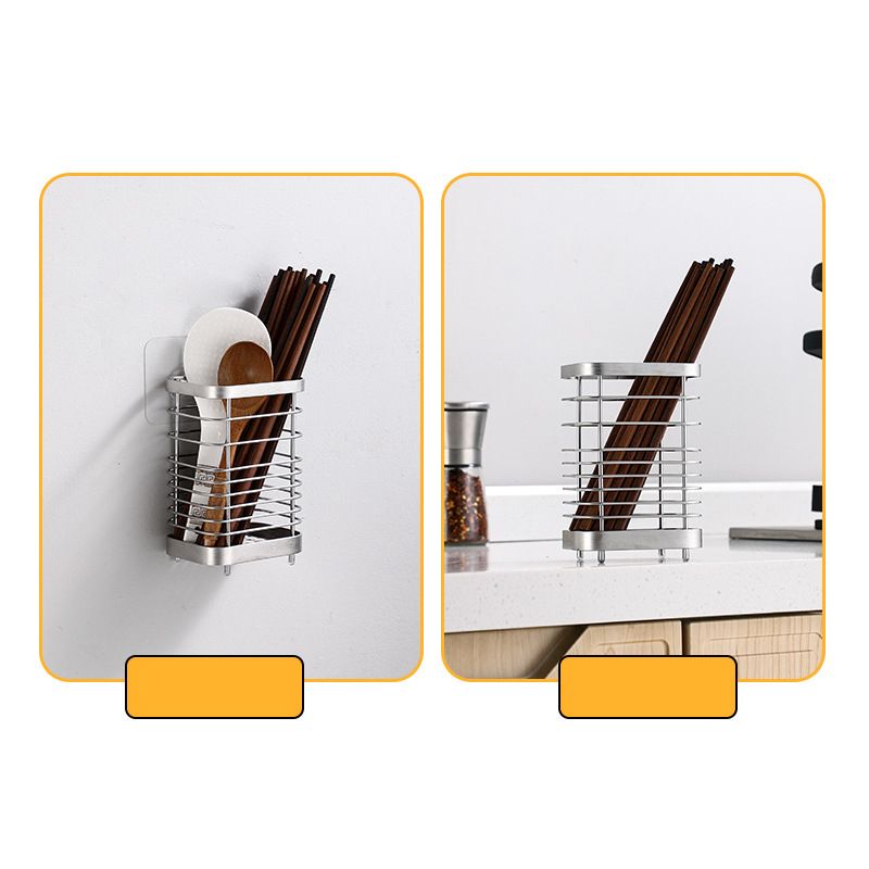 Utensil Holder Drying Rack Stainless Steel Draining Basket Wall Mount No Drilling for Kitchen Chopsticks Large Original Color - Image 4