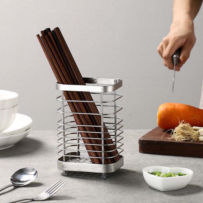 Utensil Holder Drying Rack Stainless Steel Draining Basket Wall Mount No Drilling for Kitchen Chopsticks Large Original Color - Image 5