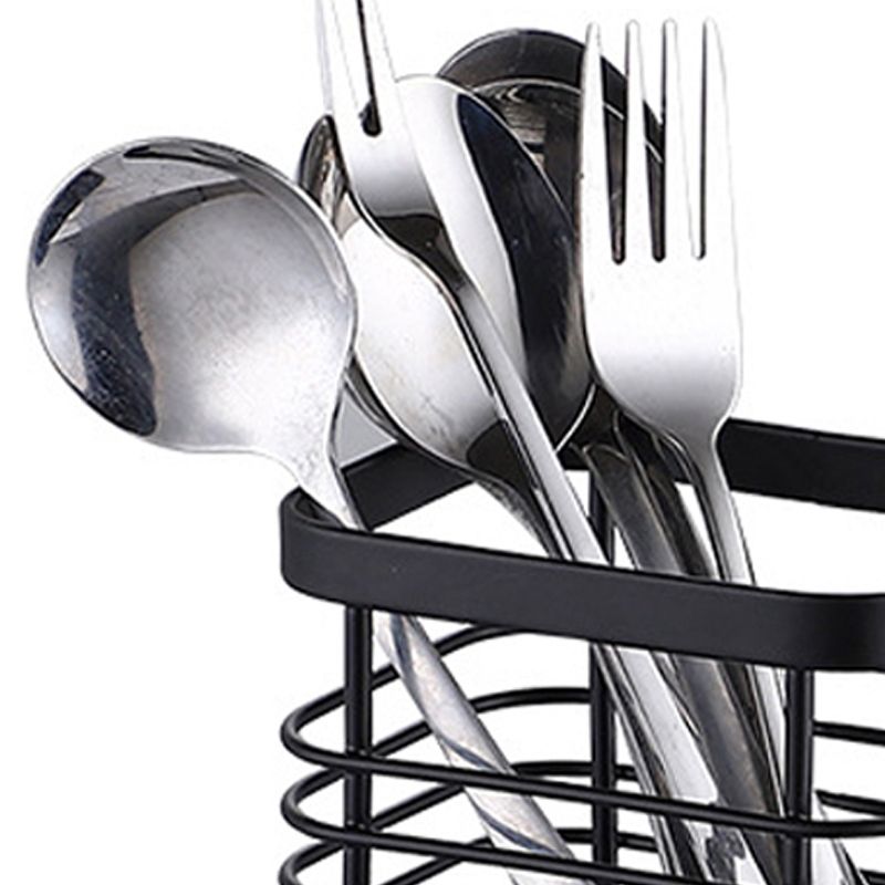 Utensil Holder Drying Rack Stainless Steel Draining Basket Wall Mount No Drilling for Kitchen Chopsticks Small Black - Image 3