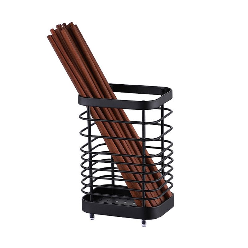 Utensil Holder Drying Rack Stainless Steel Draining Basket Wall Mount No Drilling for Kitchen Chopsticks Large Black - Image 1