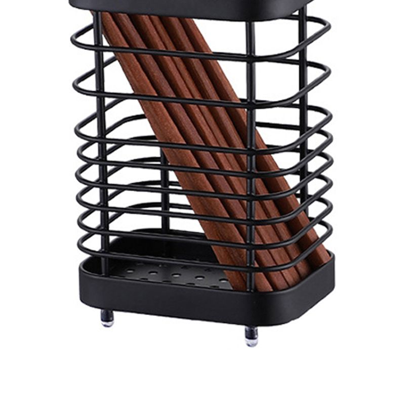 Utensil Holder Drying Rack Stainless Steel Draining Basket Wall Mount No Drilling for Kitchen Chopsticks Large Black - Image 3