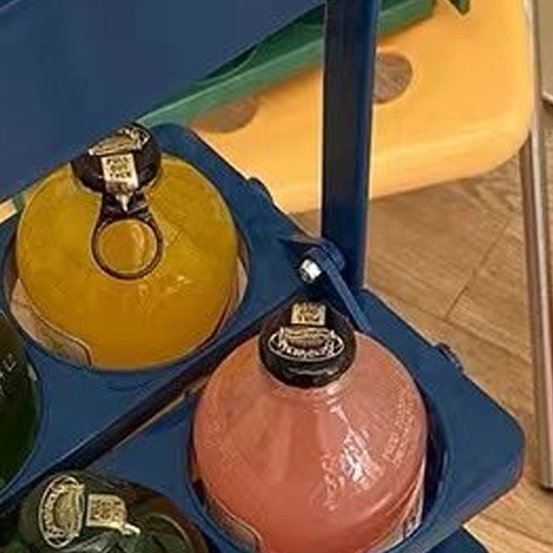 Portable Beer Bottle Rack Pure Color Foldable Beverage Storage Rack Picnic Beer Handle Basket Blue - Image 3