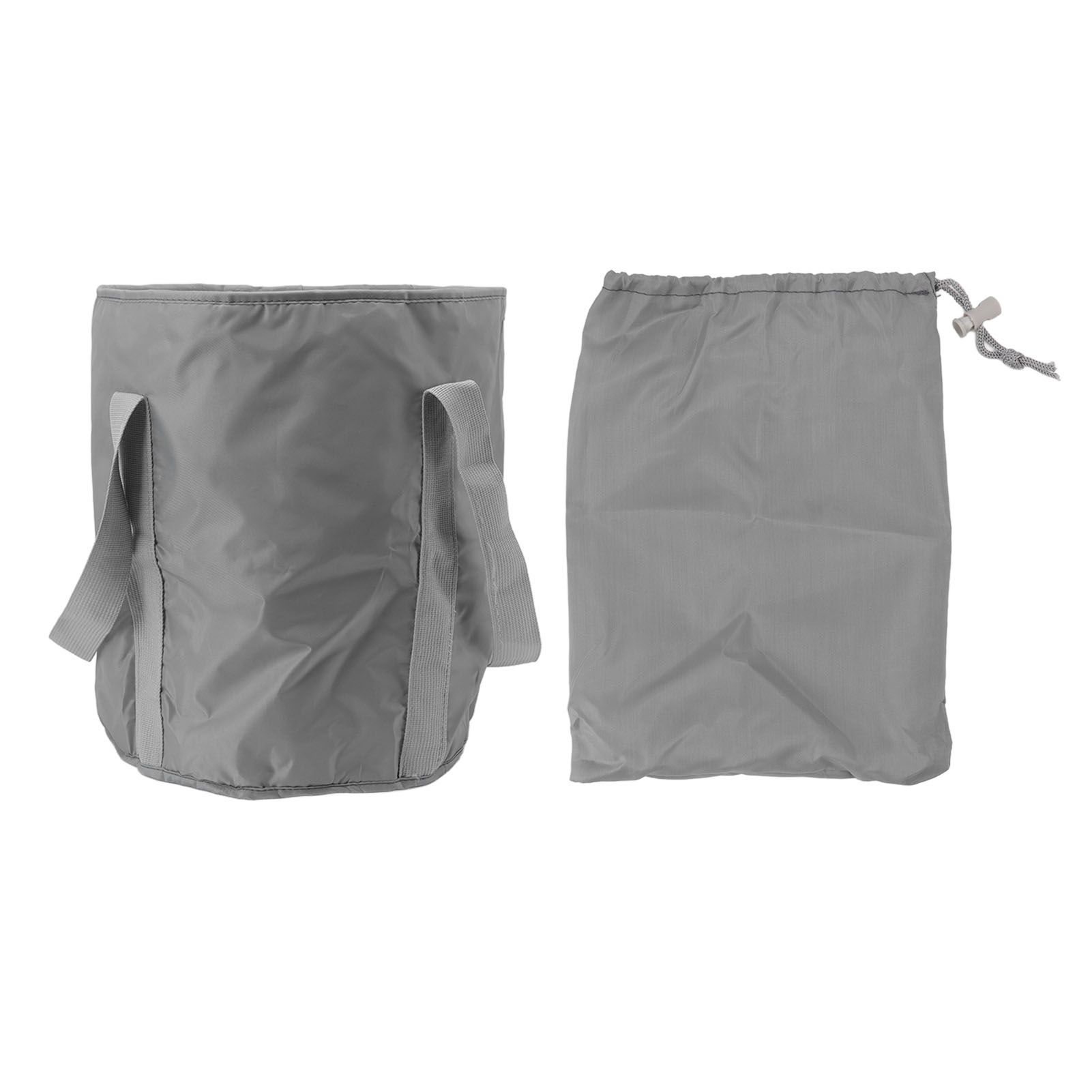 Foldable Foot Tub Polyester Double Layer Collapsible Camping Bucket with Storage Bag for Outdoor Grey - Image 1