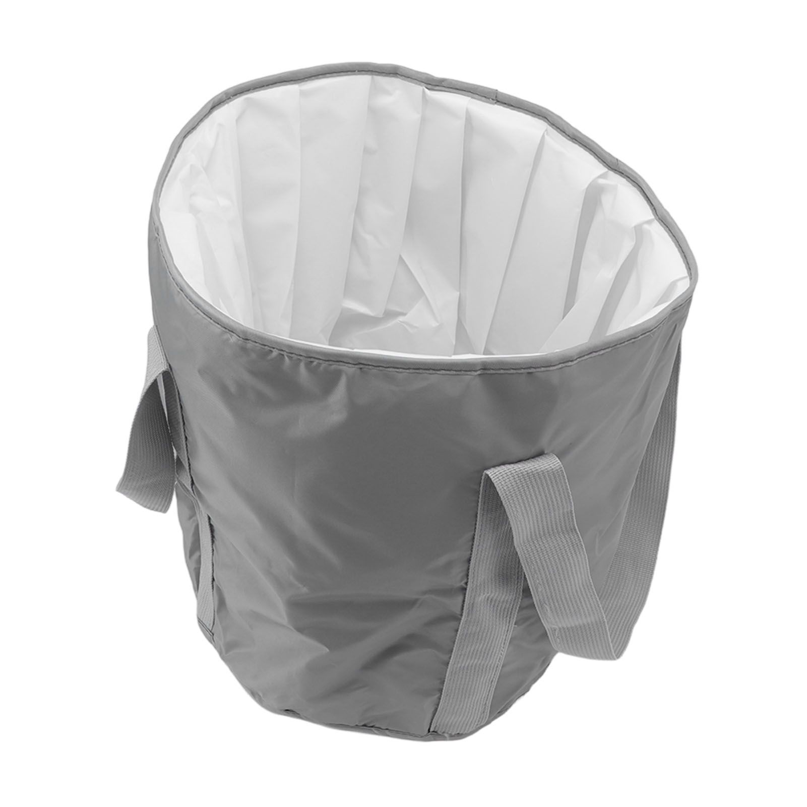 Foldable Foot Tub Polyester Double Layer Collapsible Camping Bucket with Storage Bag for Outdoor Grey - Image 2