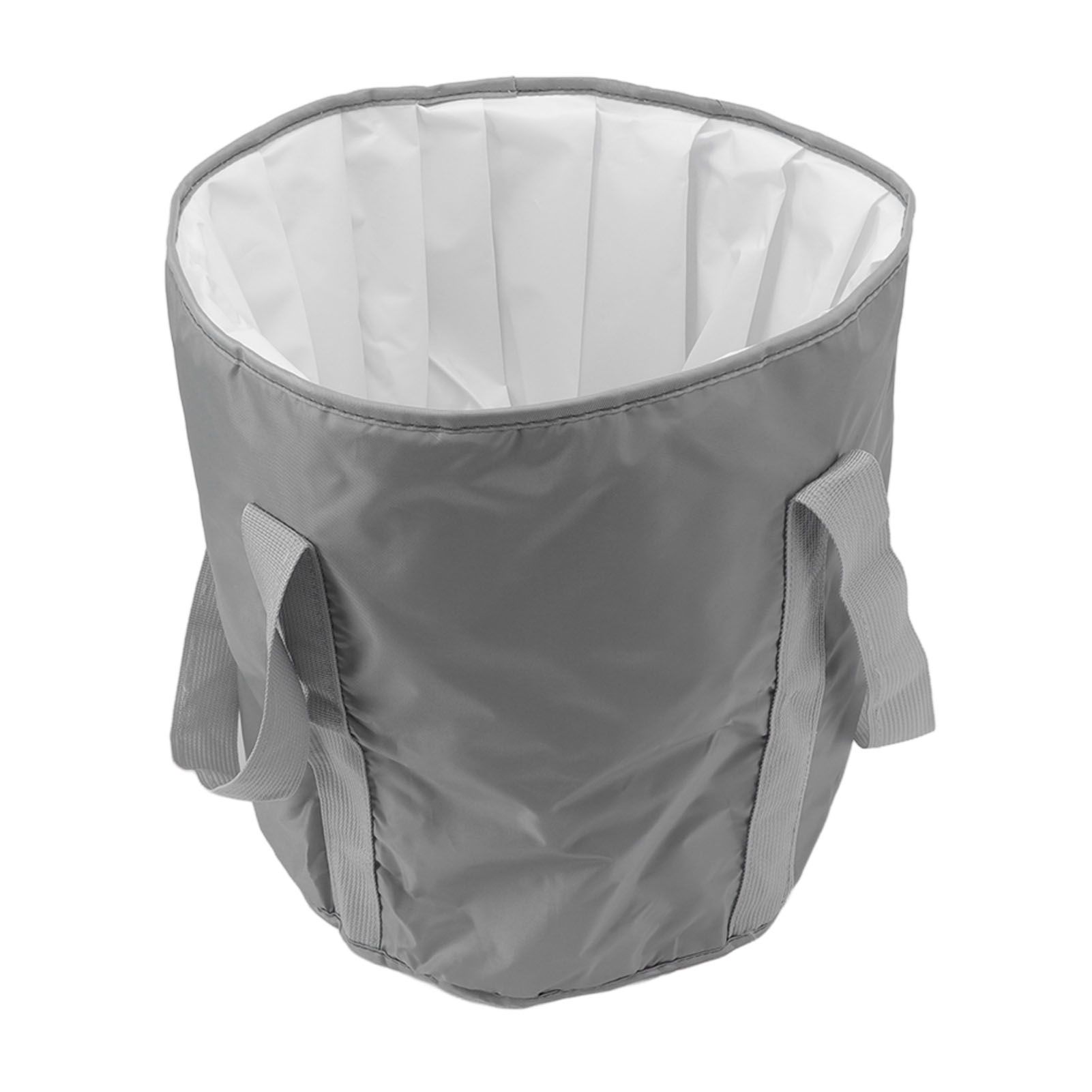 Foldable Foot Tub Polyester Double Layer Collapsible Camping Bucket with Storage Bag for Outdoor Grey - Image 3